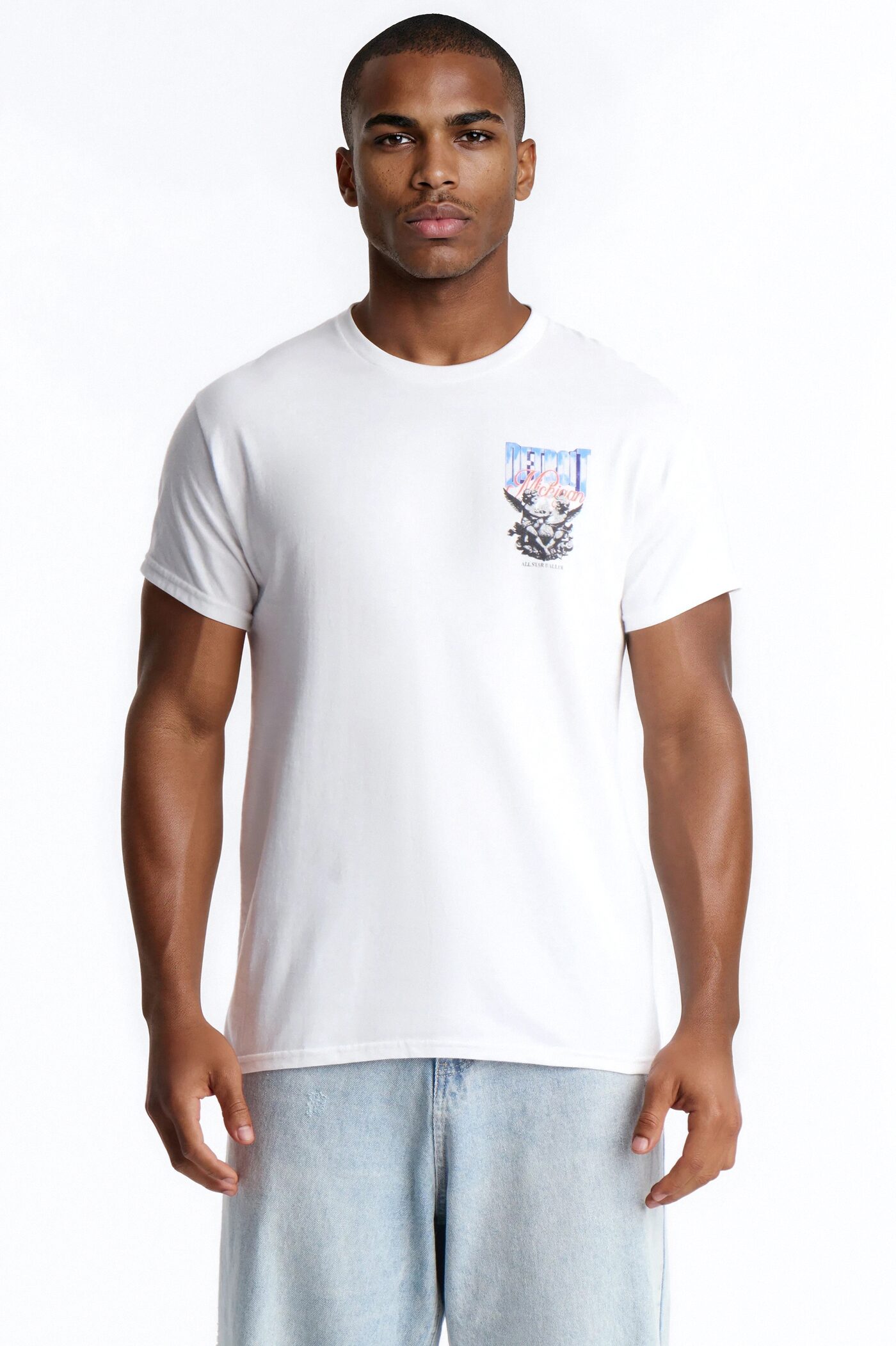 Detroit Michigan Angel Graphic Short Sleeve Tee - White