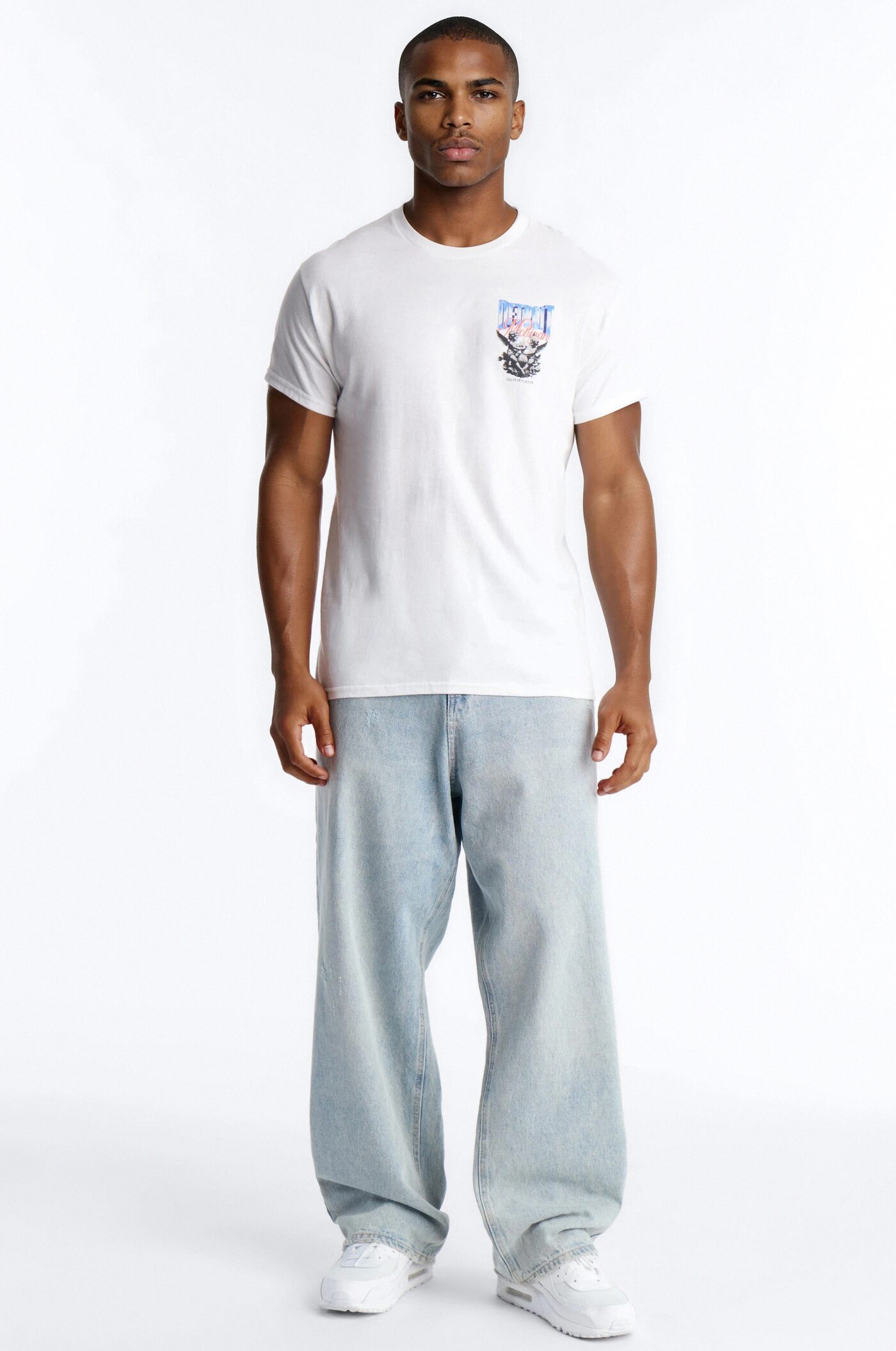 Detroit Michigan Angel Graphic Short Sleeve Tee - White