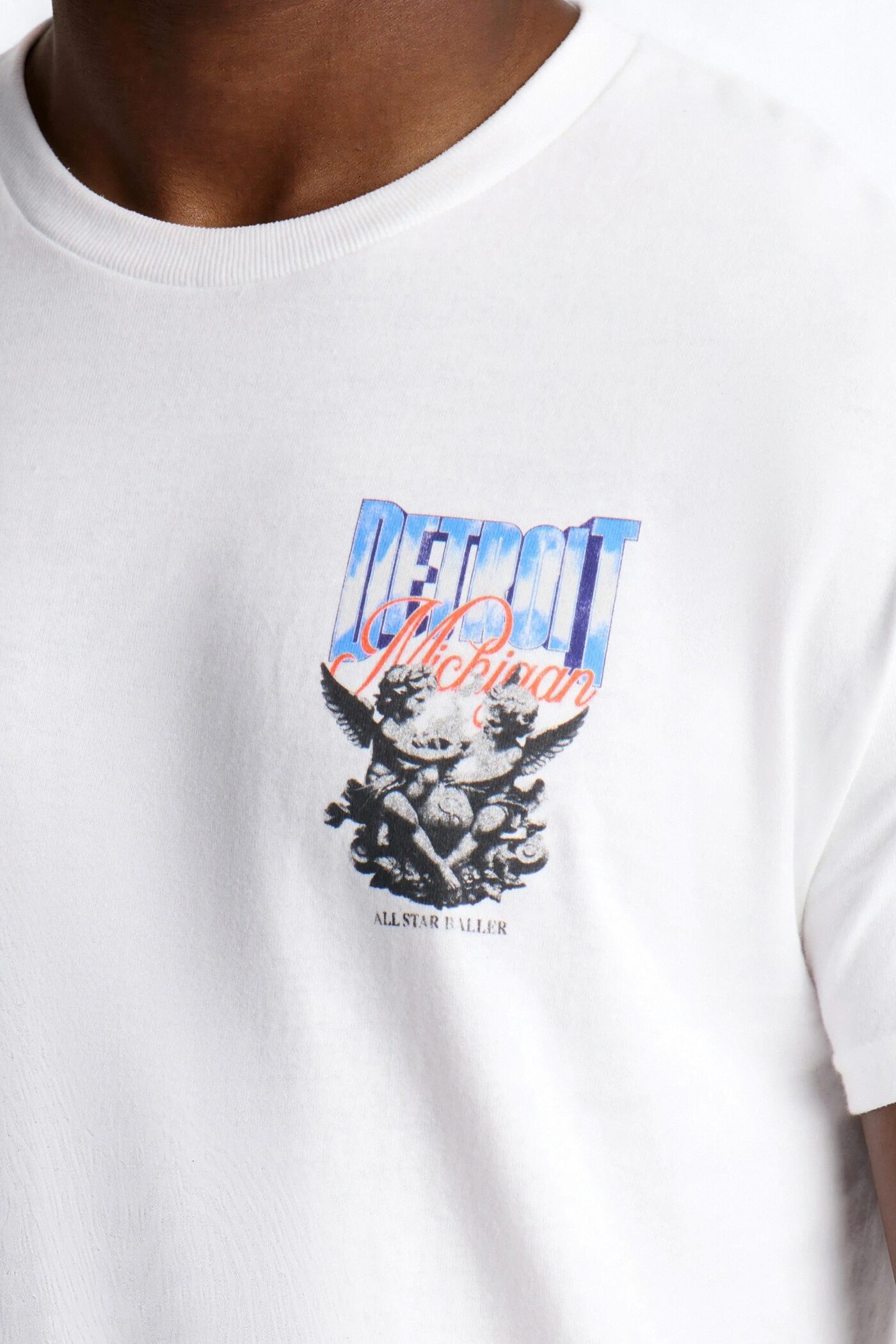 Detroit Michigan Angel Graphic Short Sleeve Tee - White