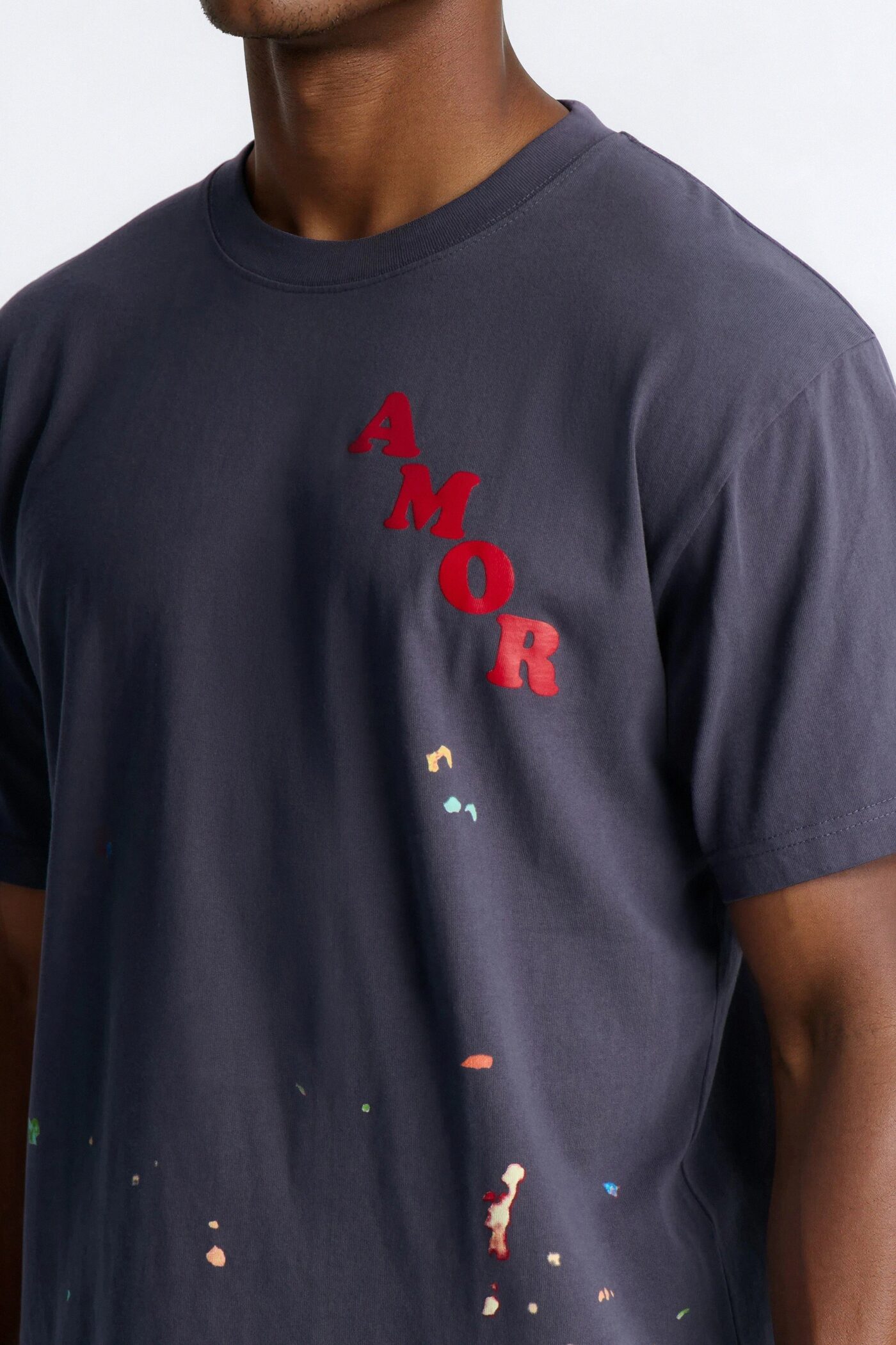 Amor Paint Splatter Oversized Heavy Weight Short Sleeve Tee - Navy