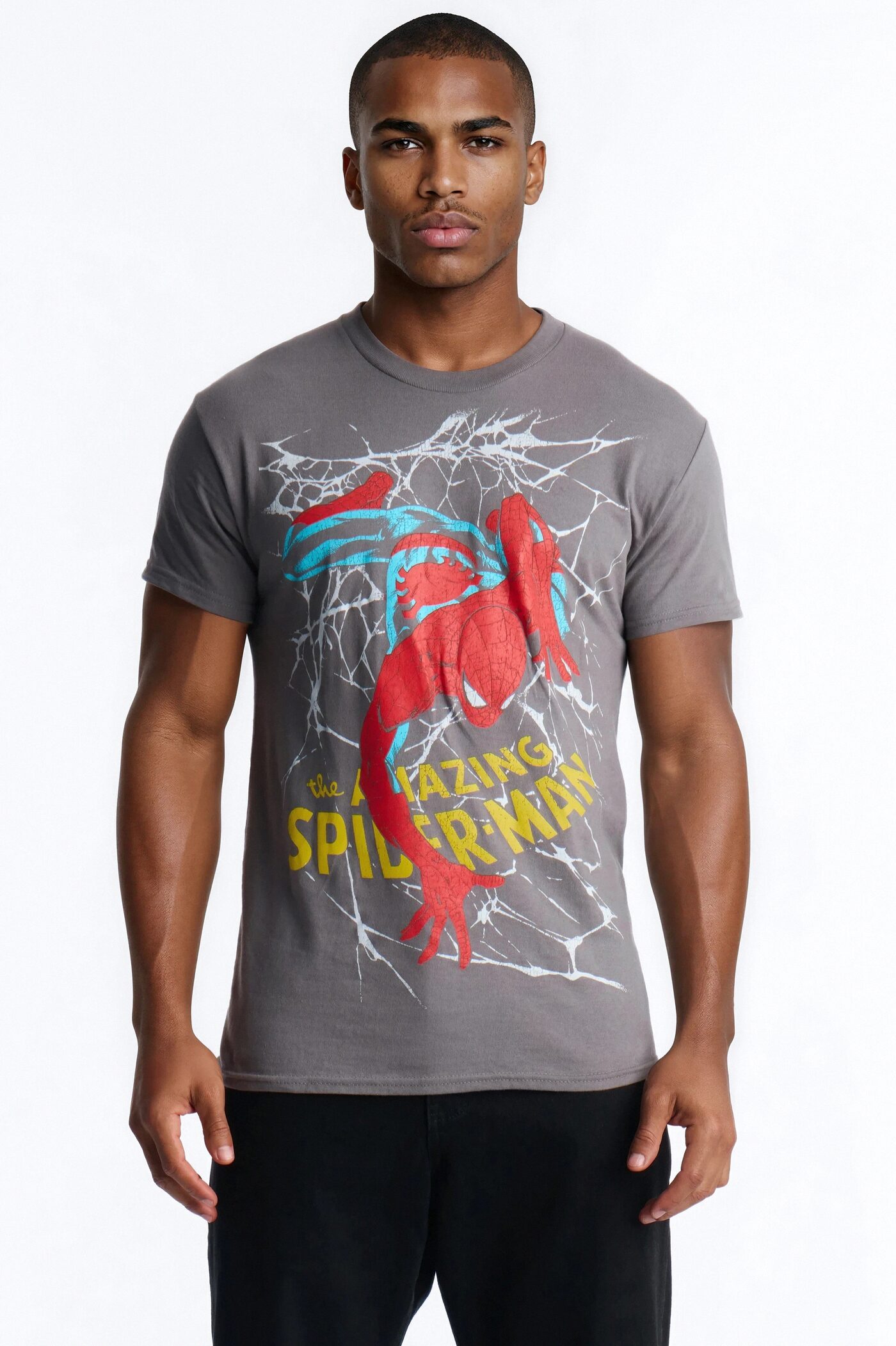 Spider Man Climbing Through Short Sleeve Tee - Charcoal