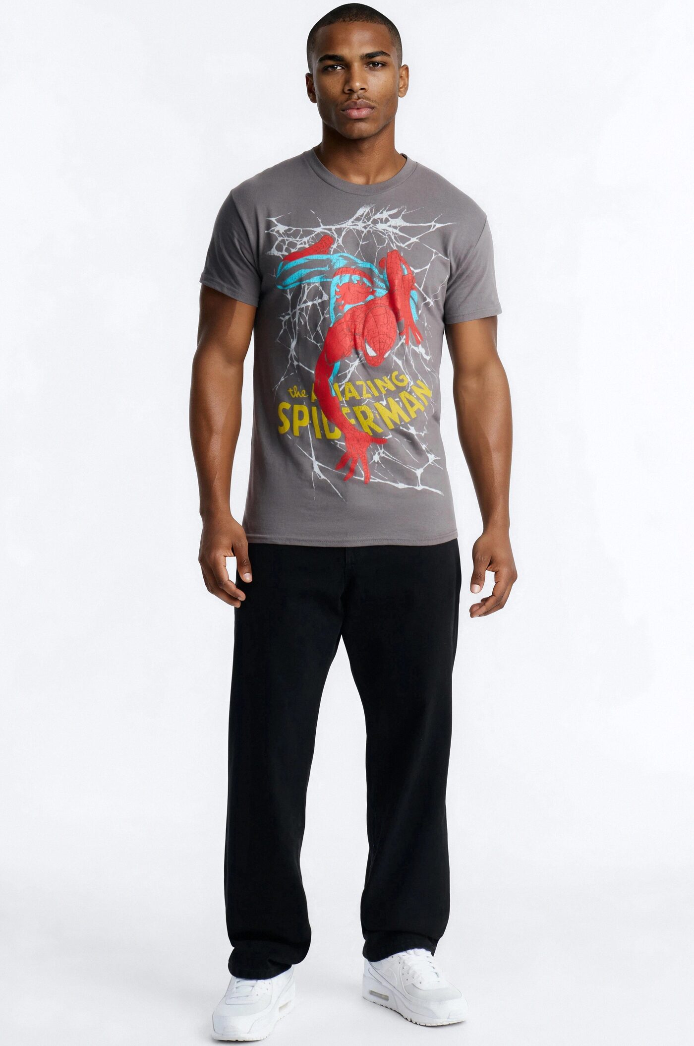 Spider Man Climbing Through Short Sleeve Tee - Charcoal