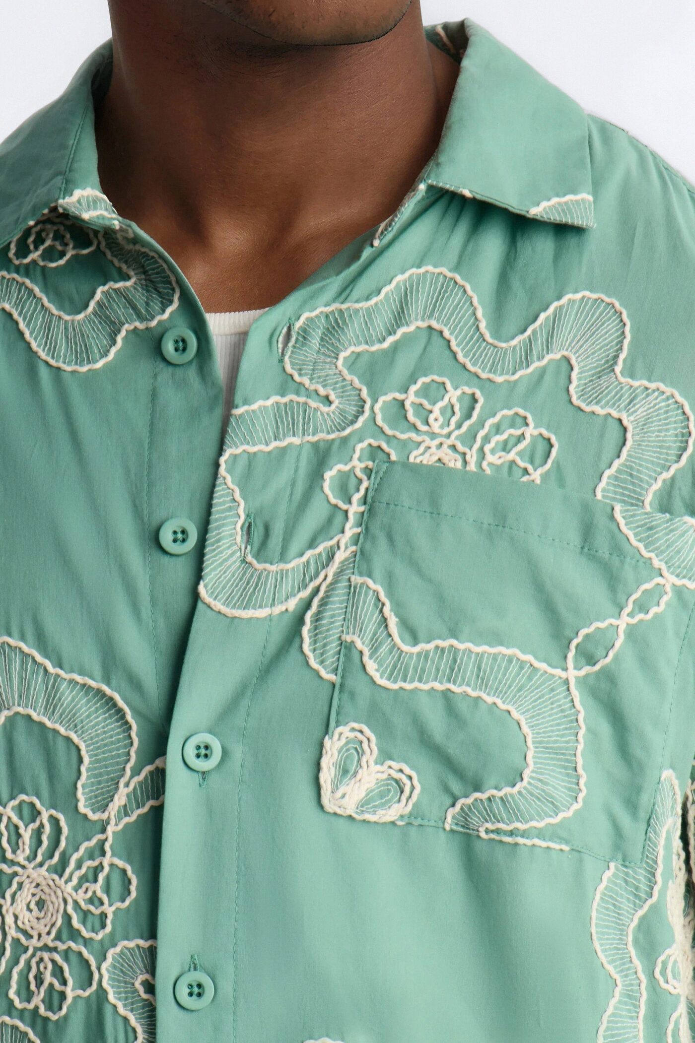 Fleur Entwine Long Sleeve Button Up Shirt - Mint