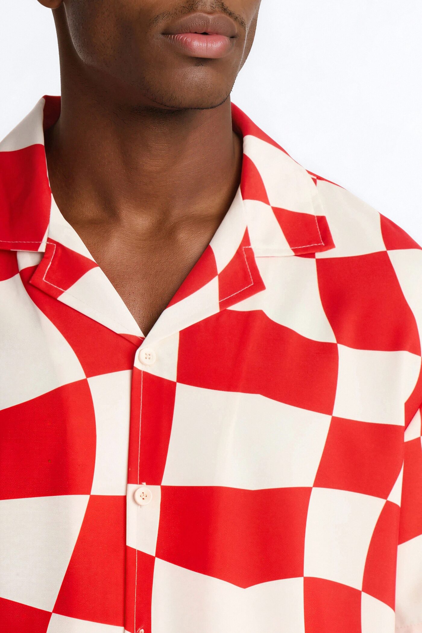 Apex Sector Checkered Cuban Collar Button Up - Red