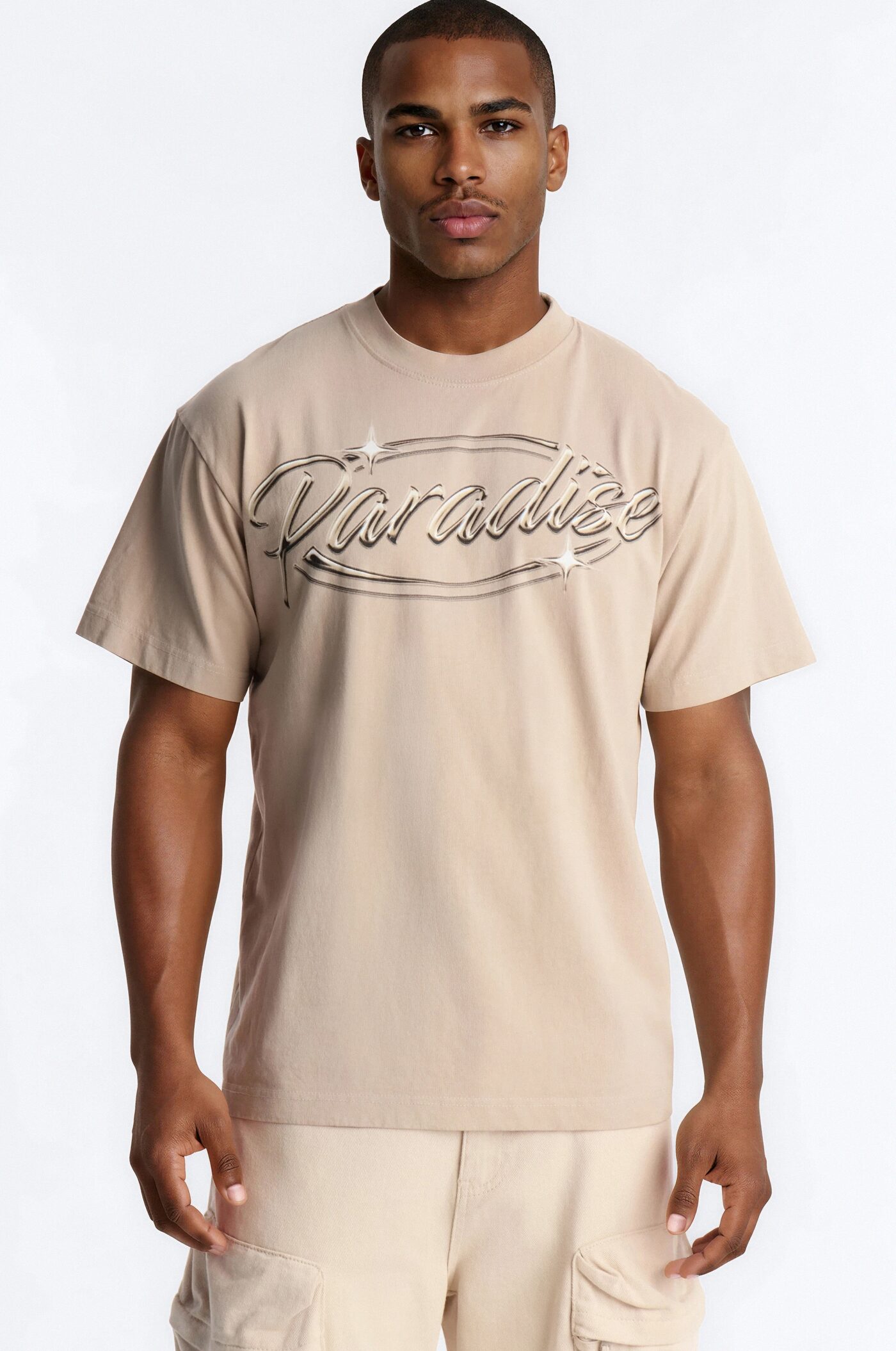 Paradise Oversized Heavy Weight Short Sleeve Tee - Tan