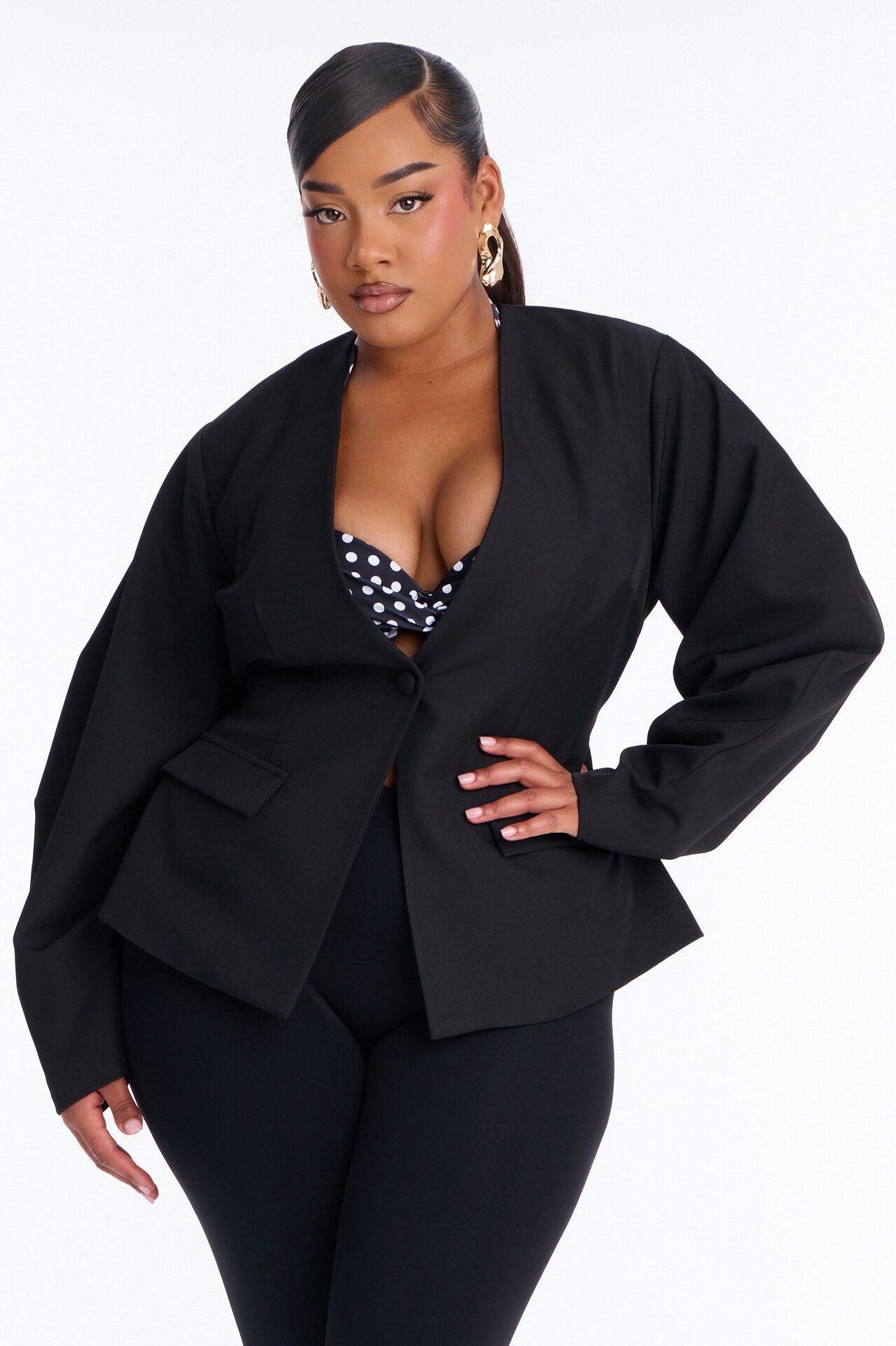 Mariella Barrel Sleeve Blazer - Black