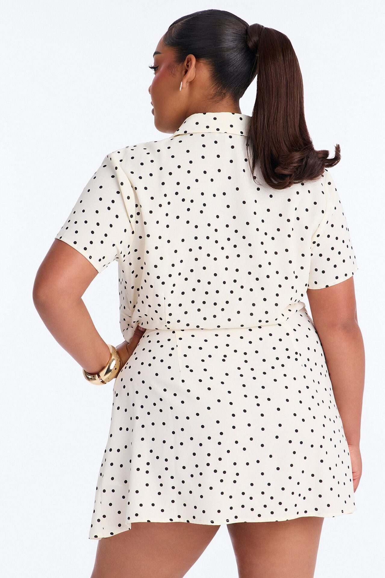 Jordan Polka Dot Shirt Mini Dress - White/Black