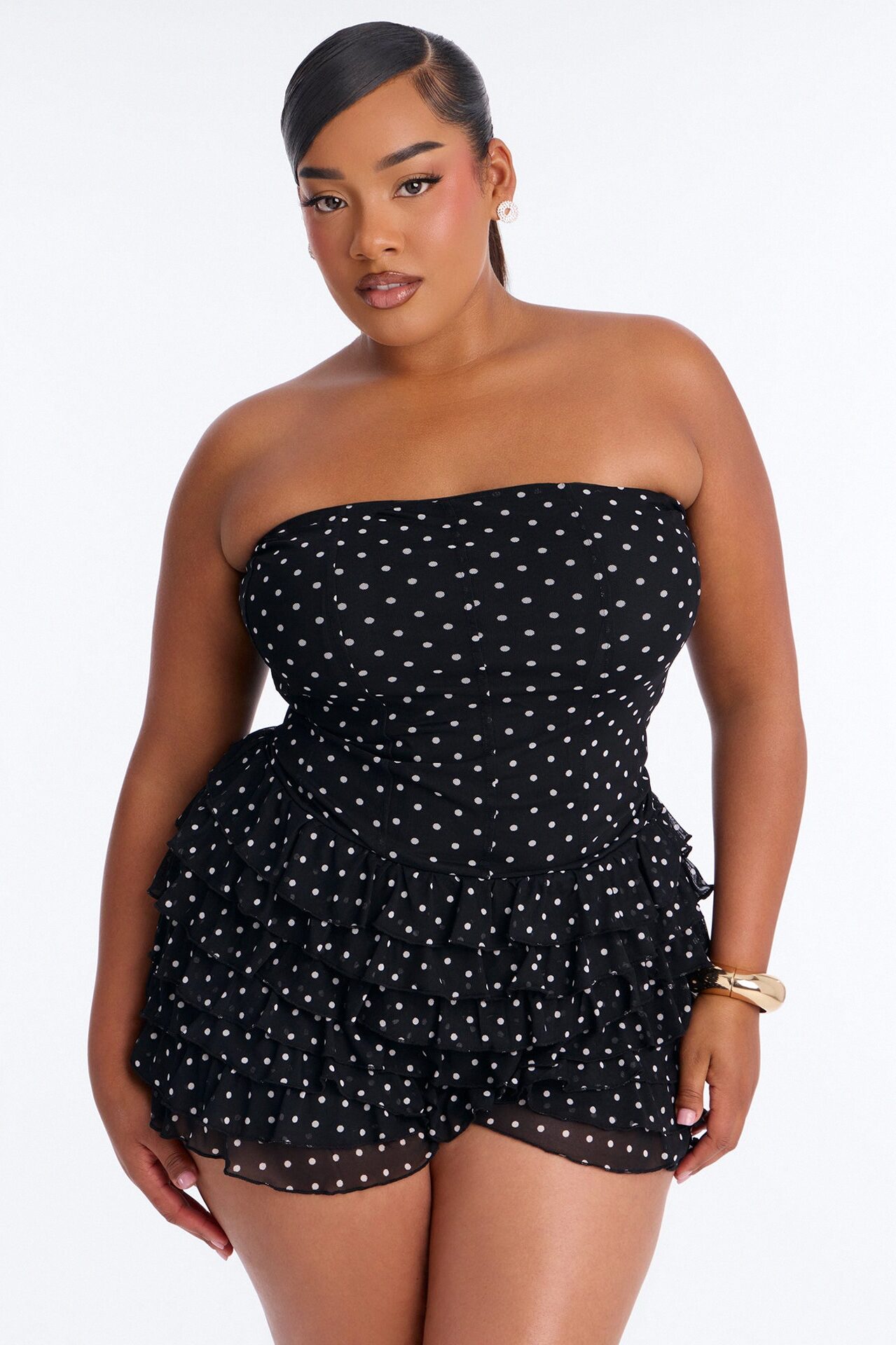 Jennice Polka Dot Micro Romper - Black