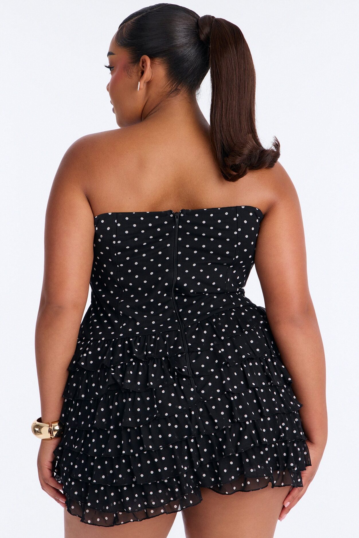 Jennice Polka Dot Micro Romper - Black
