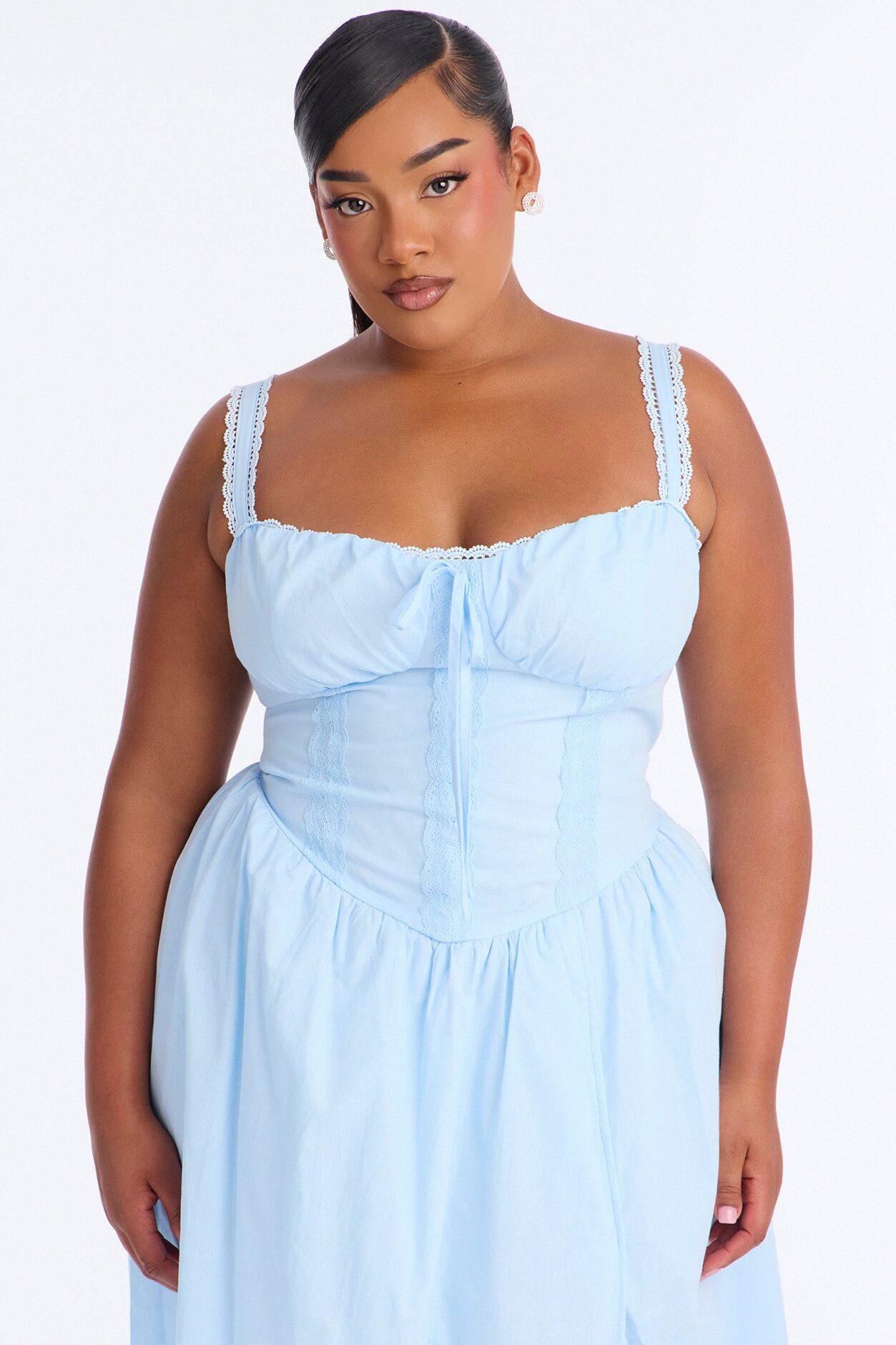 Scarlett Pleated Poplin Midi Dress - Blue