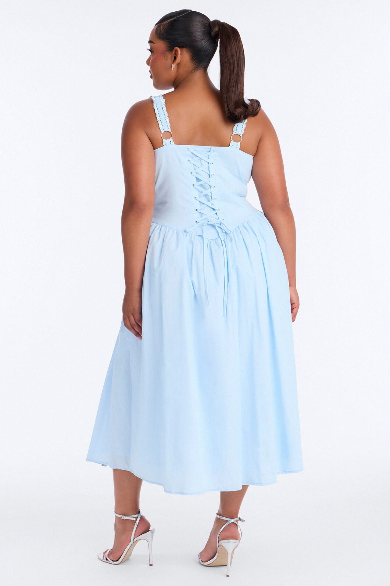 Scarlett Pleated Poplin Midi Dress - Blue