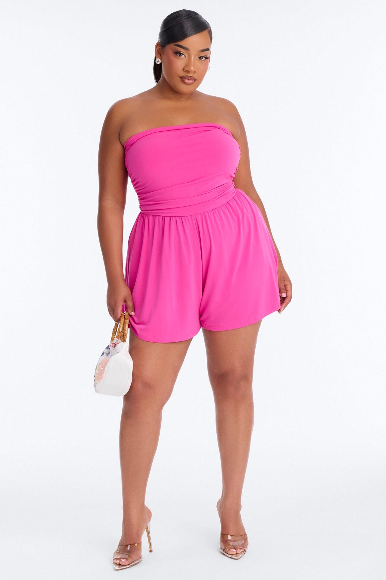 Krisha Strapless Flowy Romper - Pink