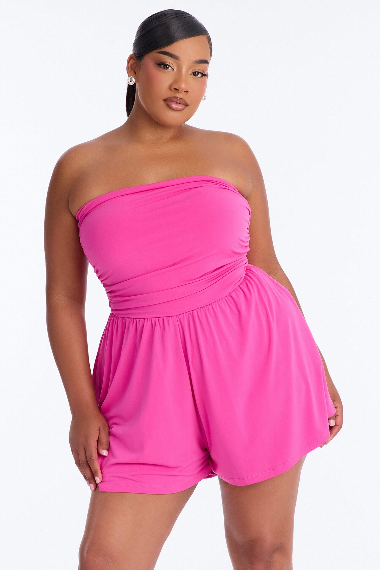 Krisha Strapless Flowy Romper - Pink