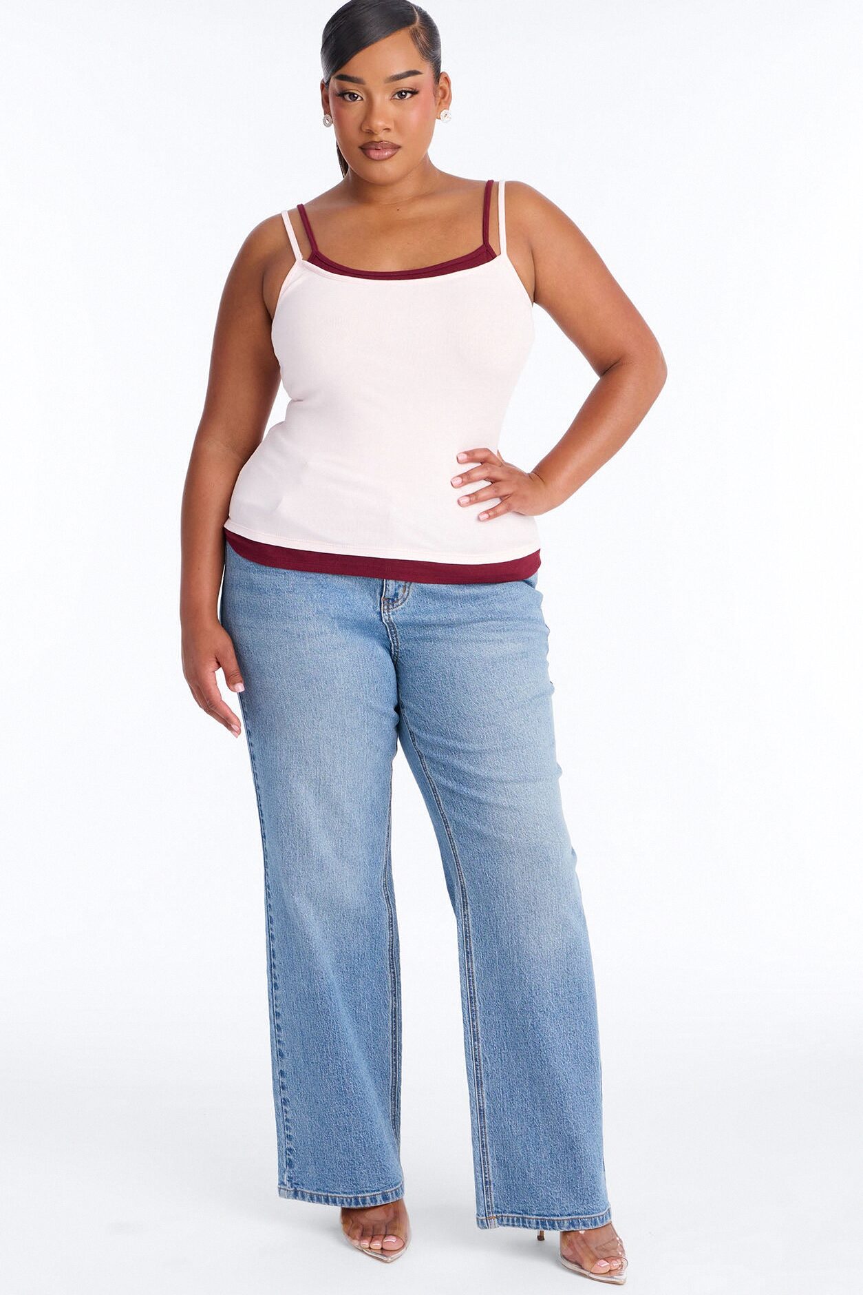 Soho Babe Double Layered Cami Top - Pink/combo