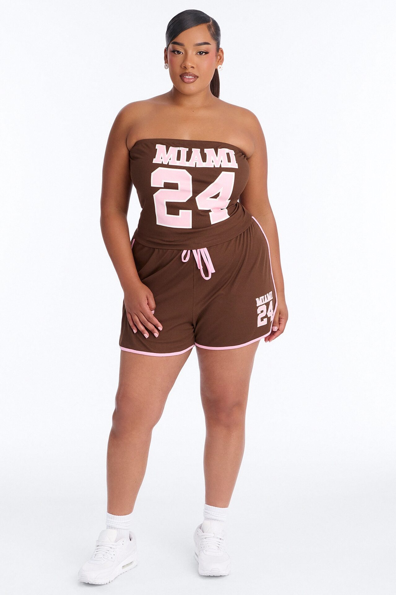 Miami 24 Ribbed Short Set - Brown