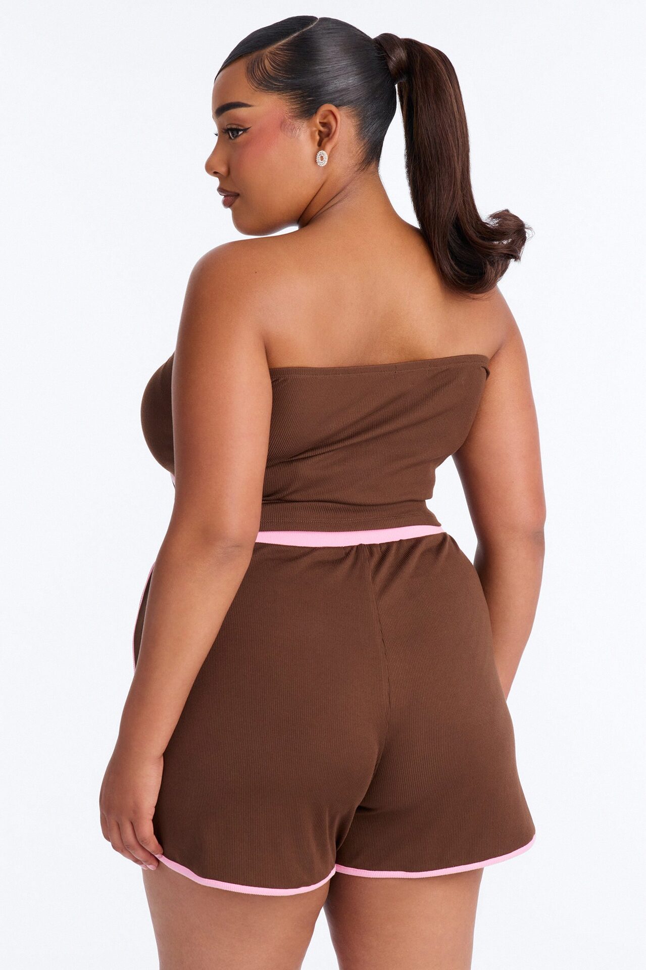 Miami 24 Ribbed Short Set - Brown