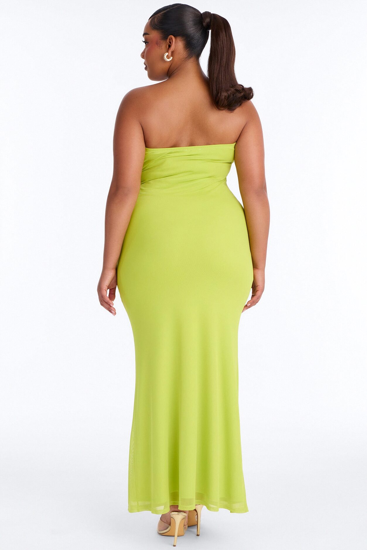 Tropical Bliss Solid Cut Out Mesh Maxi Dress - Chartreuse