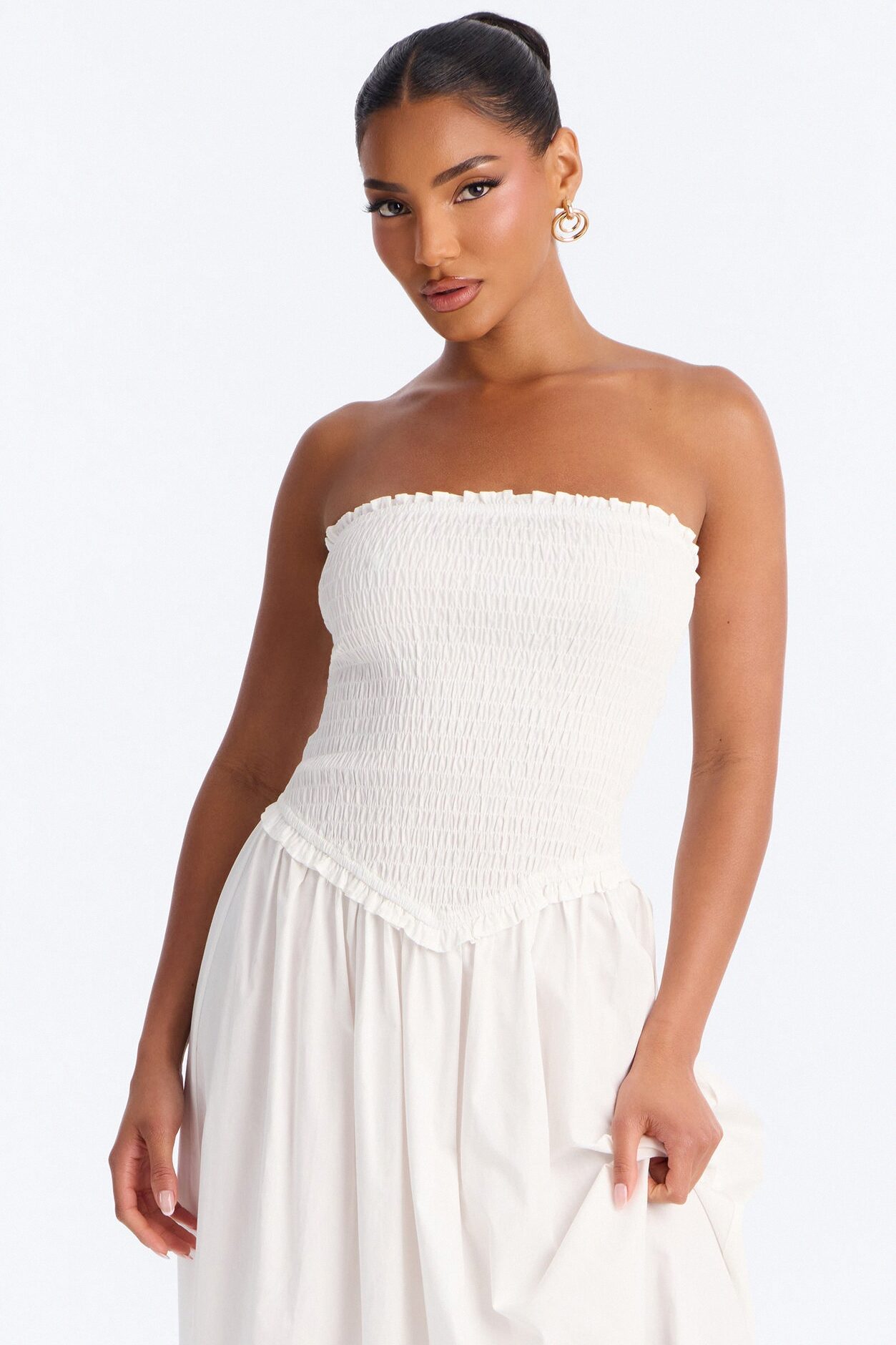 Keira Strapless Maxi Dress - White