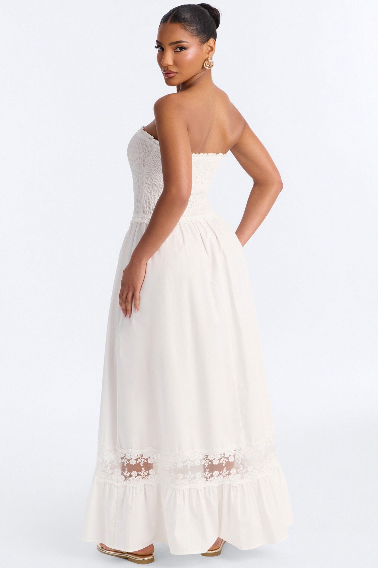Keira Strapless Maxi Dress - White