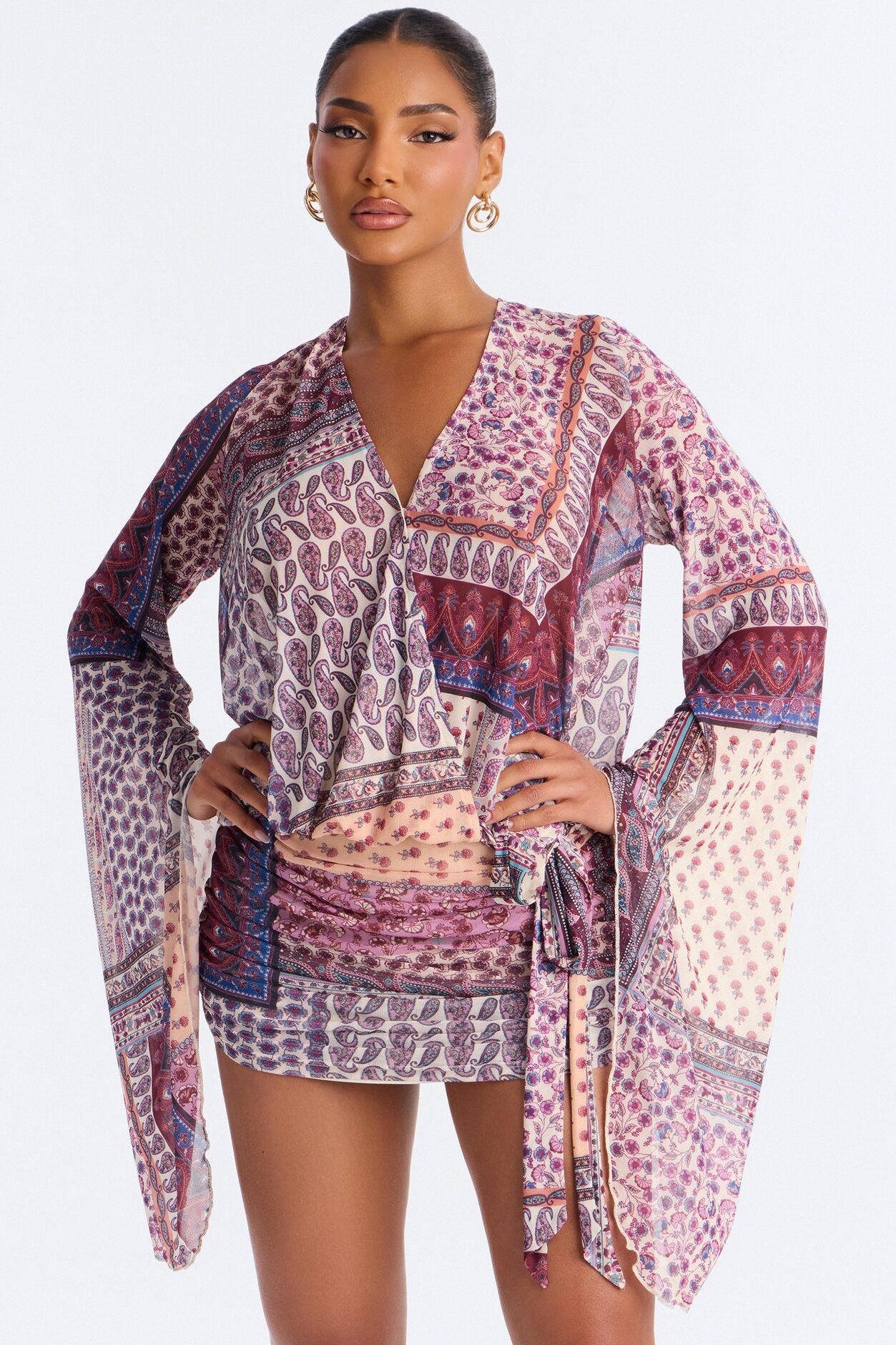 Wildflower Soul Mesh Mini Dress - Purple/combo