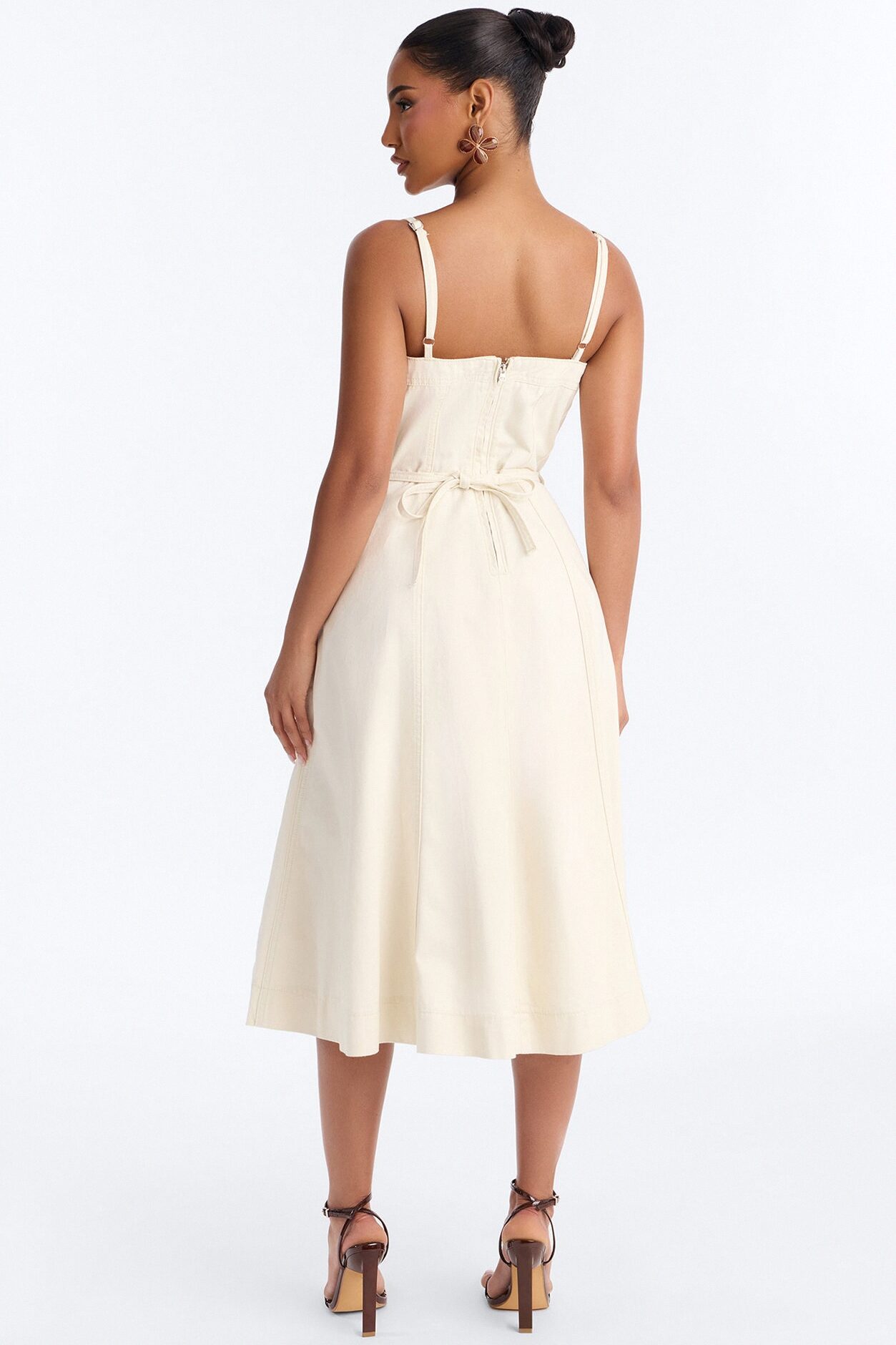 Sweet Chick Denim Midi Dress - White