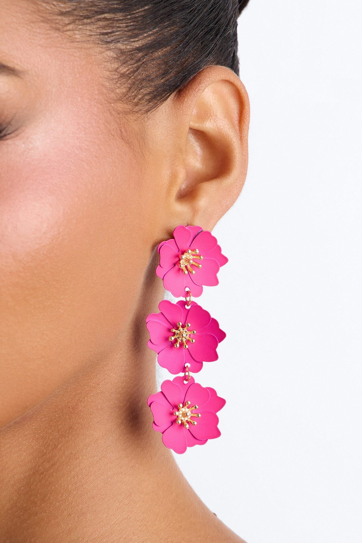 Rosy Radiance Drop Earrings - Pink