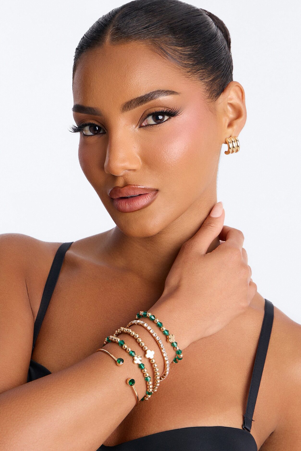 Counting On You 5pc Bracelet Set - Gold/Green