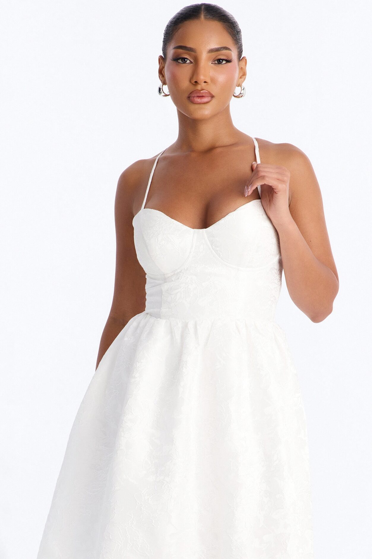 Living A Fairytale Jacquard Midi Dress - White