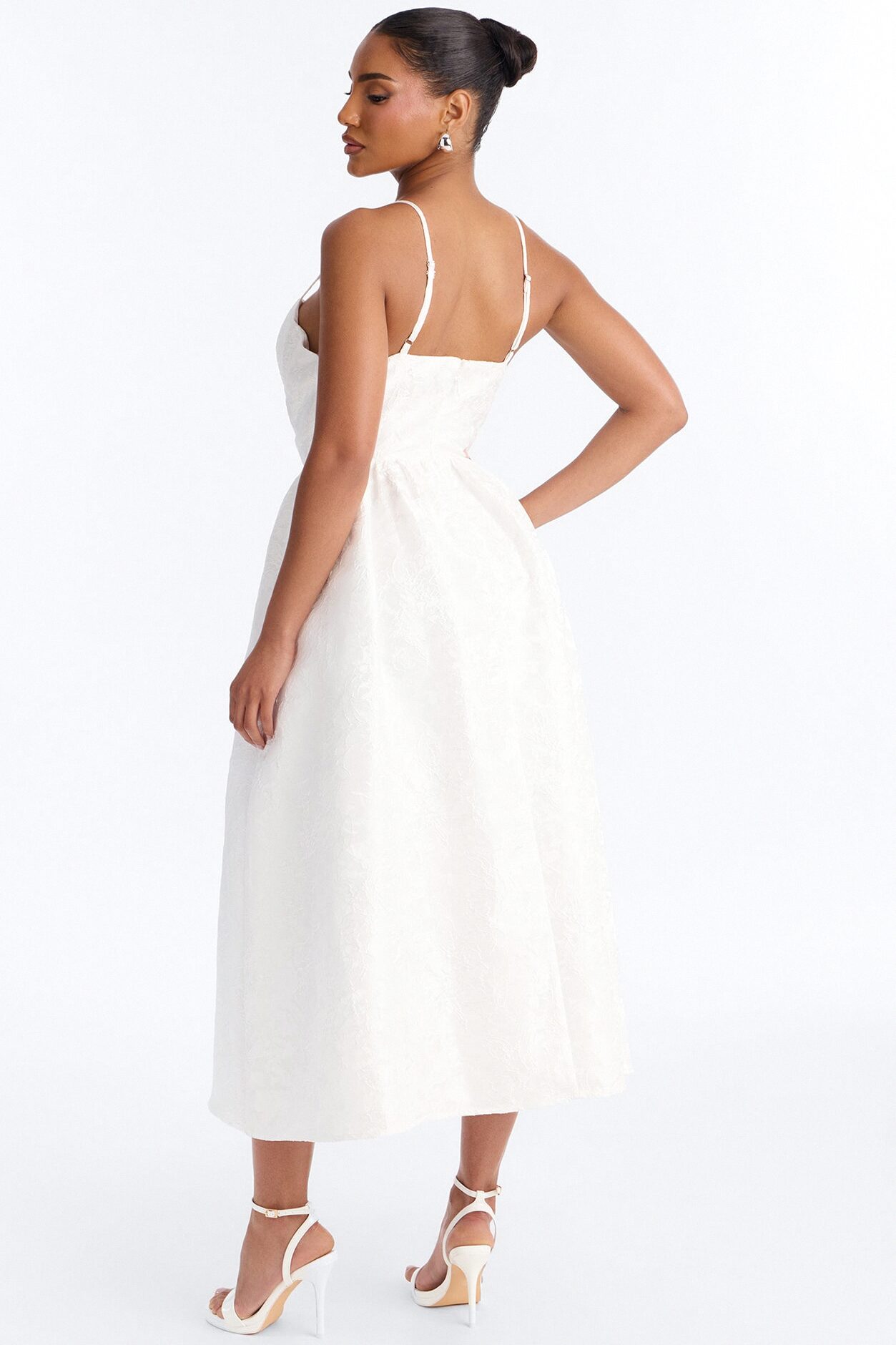 Living A Fairytale Jacquard Midi Dress - White