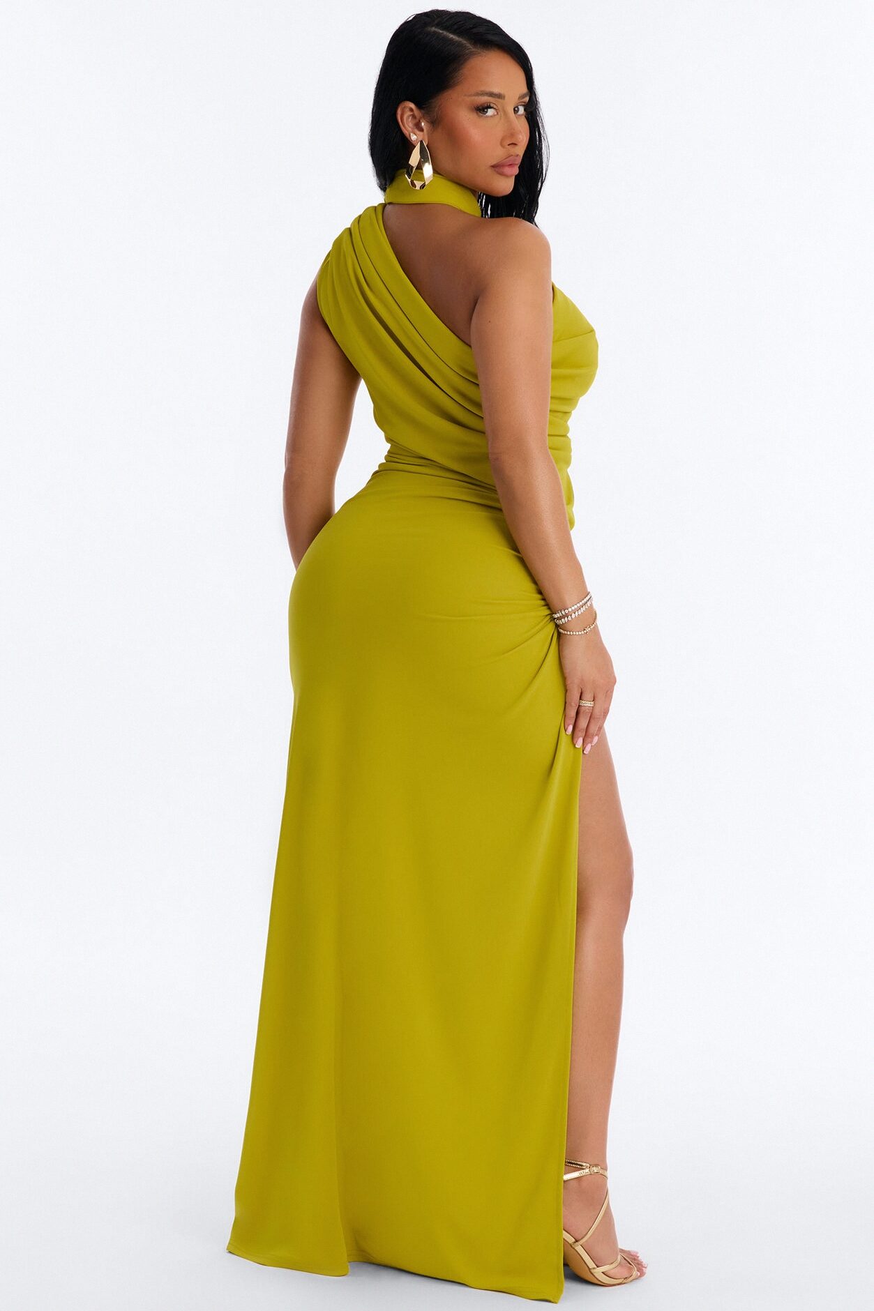 Jasmyn High Slit Maxi Dress - Chartreuse