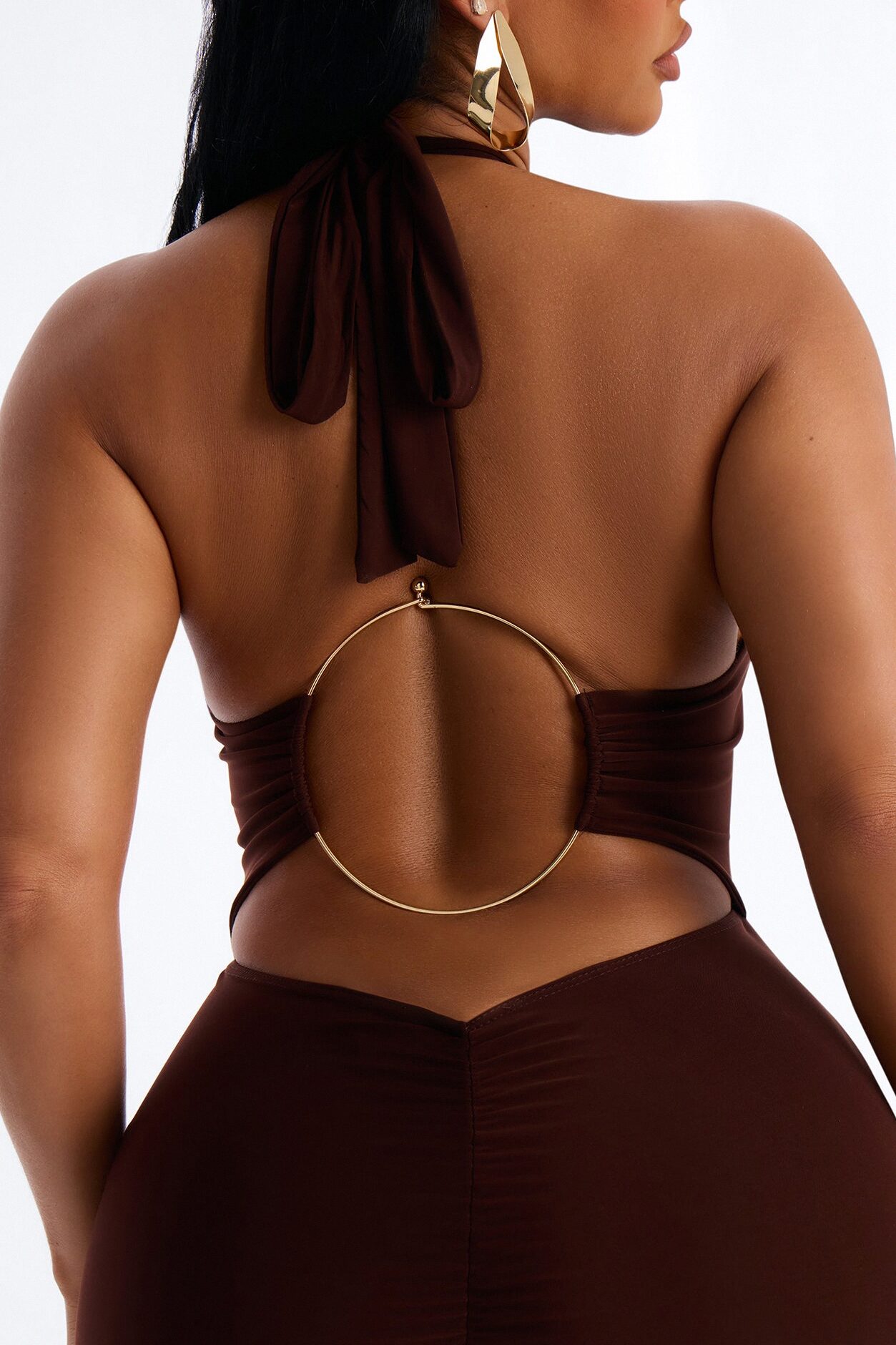 Sylvie Ruched Maxi Dress - Chocolate