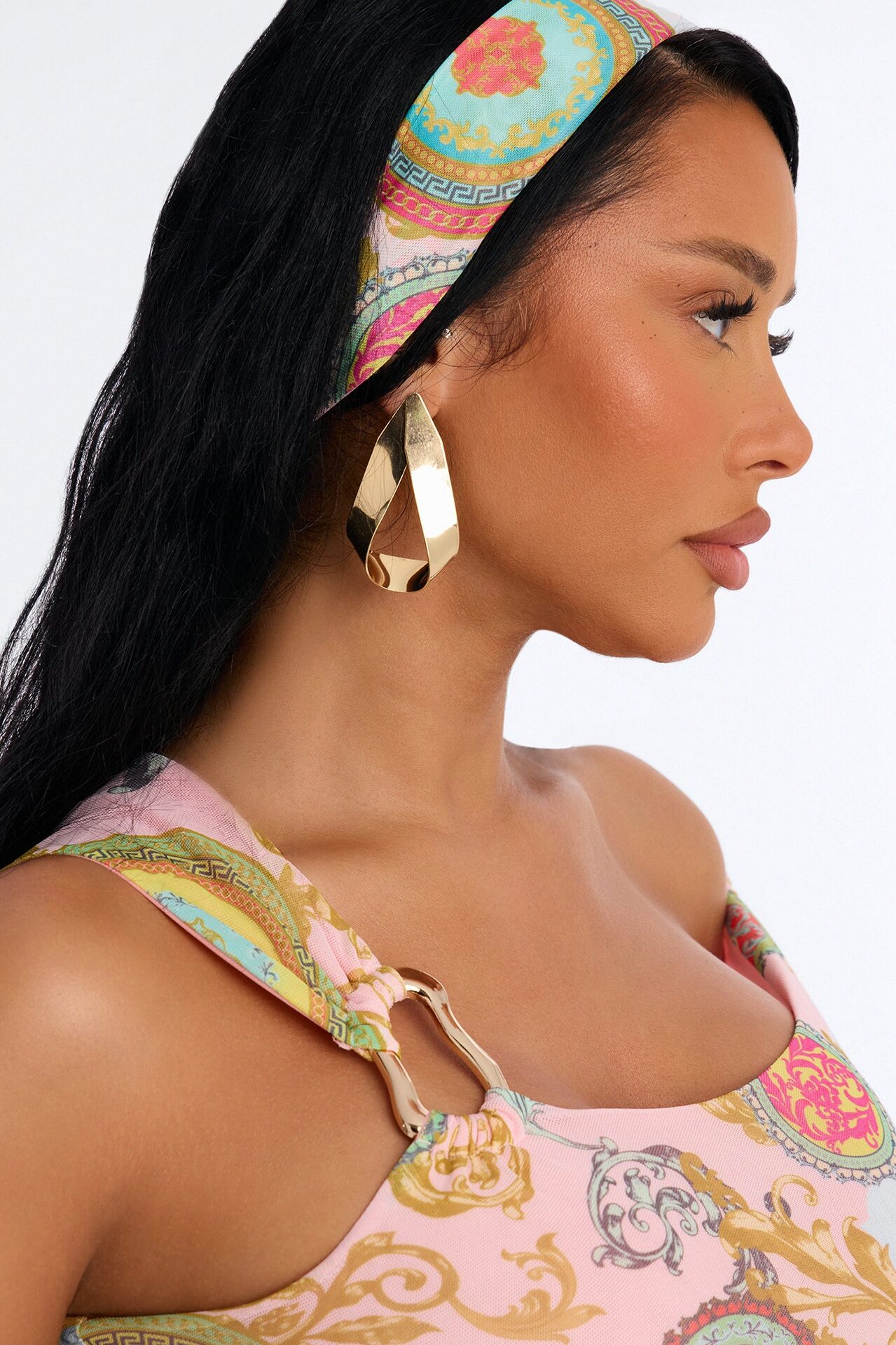 Lizbeth Mesh 3 Piece Headband Skirt Set - Pink/combo