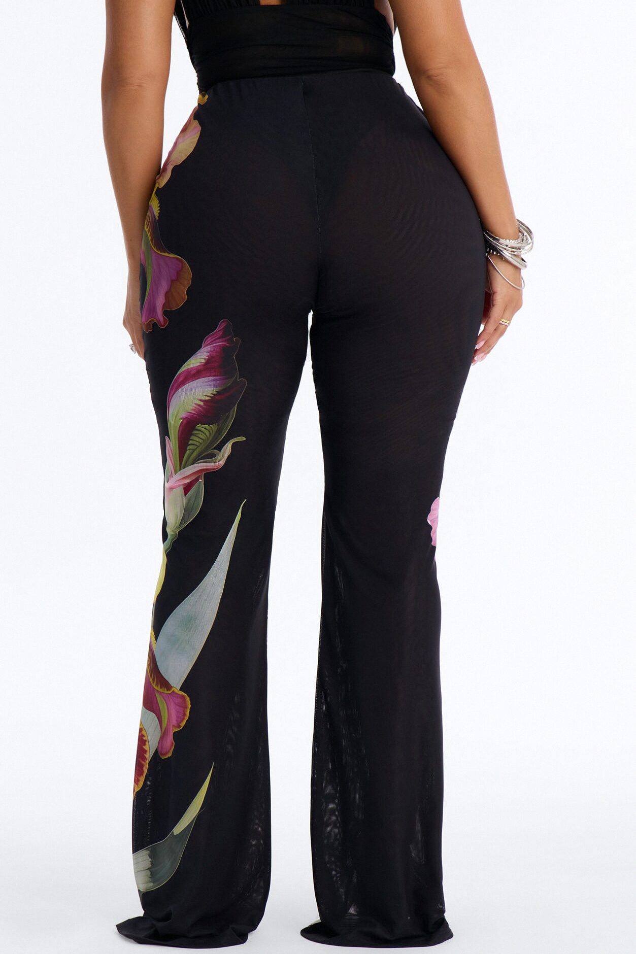 Taylor Double Mesh Skinny Flare Pant - Black/combo