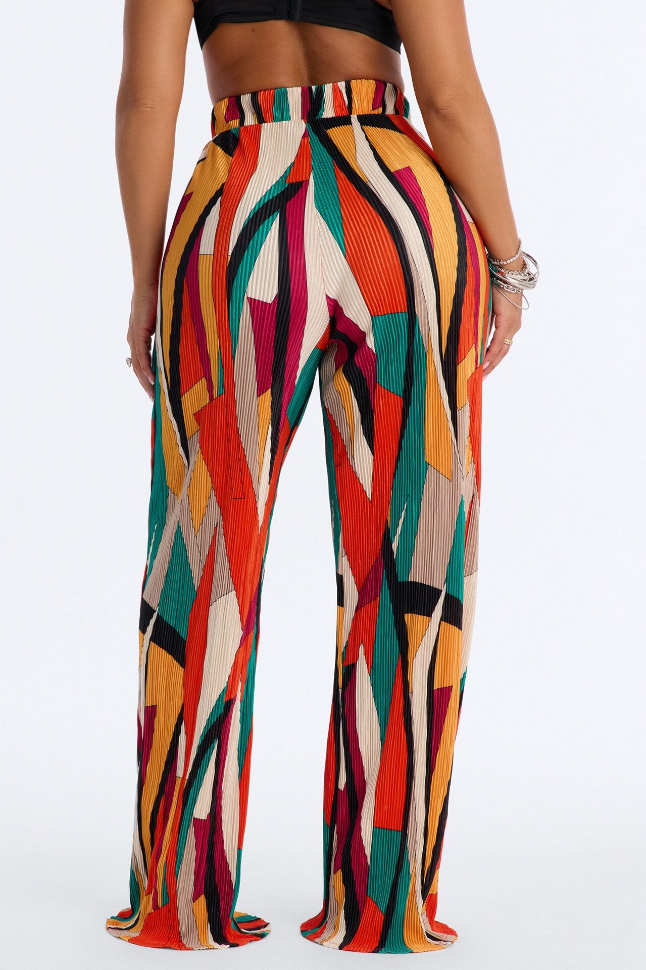 Pure Bliss Printed Plisse Pant - Orange/combo