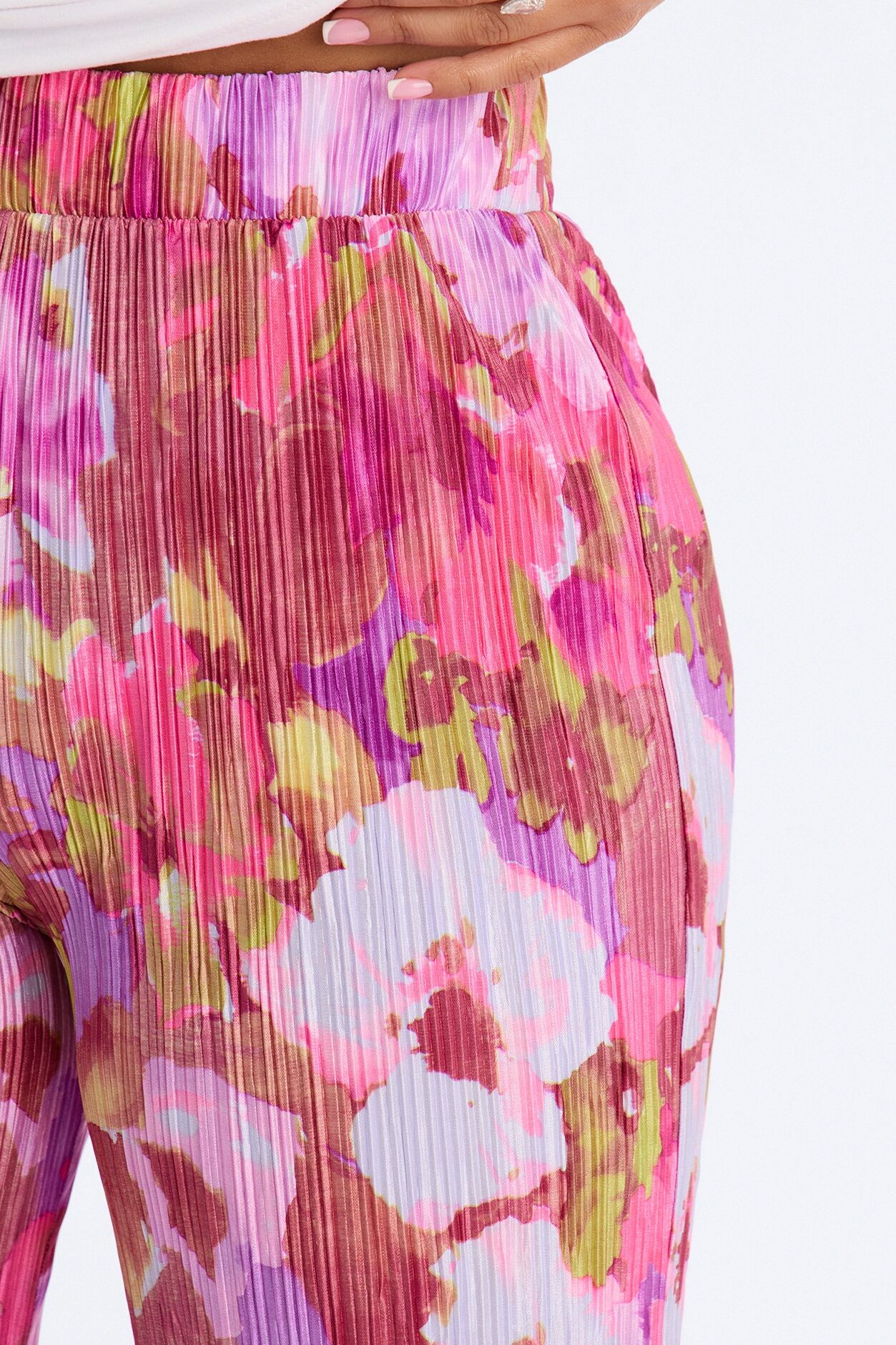 Pure Bliss Printed Plisse Pant - Purple/combo