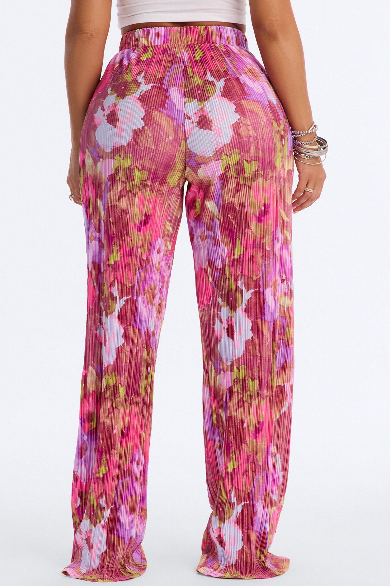 Pure Bliss Printed Plisse Pant - Purple/combo