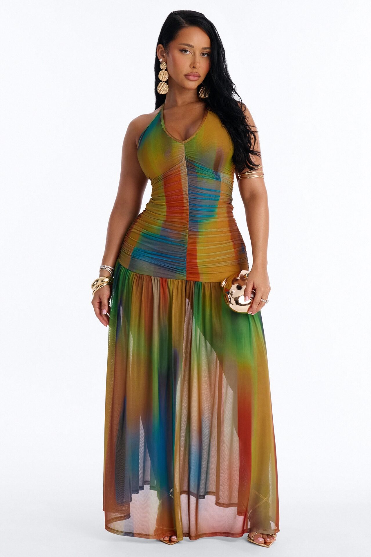 Emma Ombre Mesh Maxi Dress - Multi Color