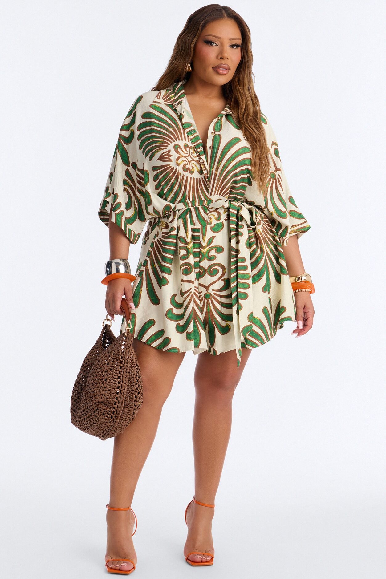 On Island Time Tropical Romper - Green/combo