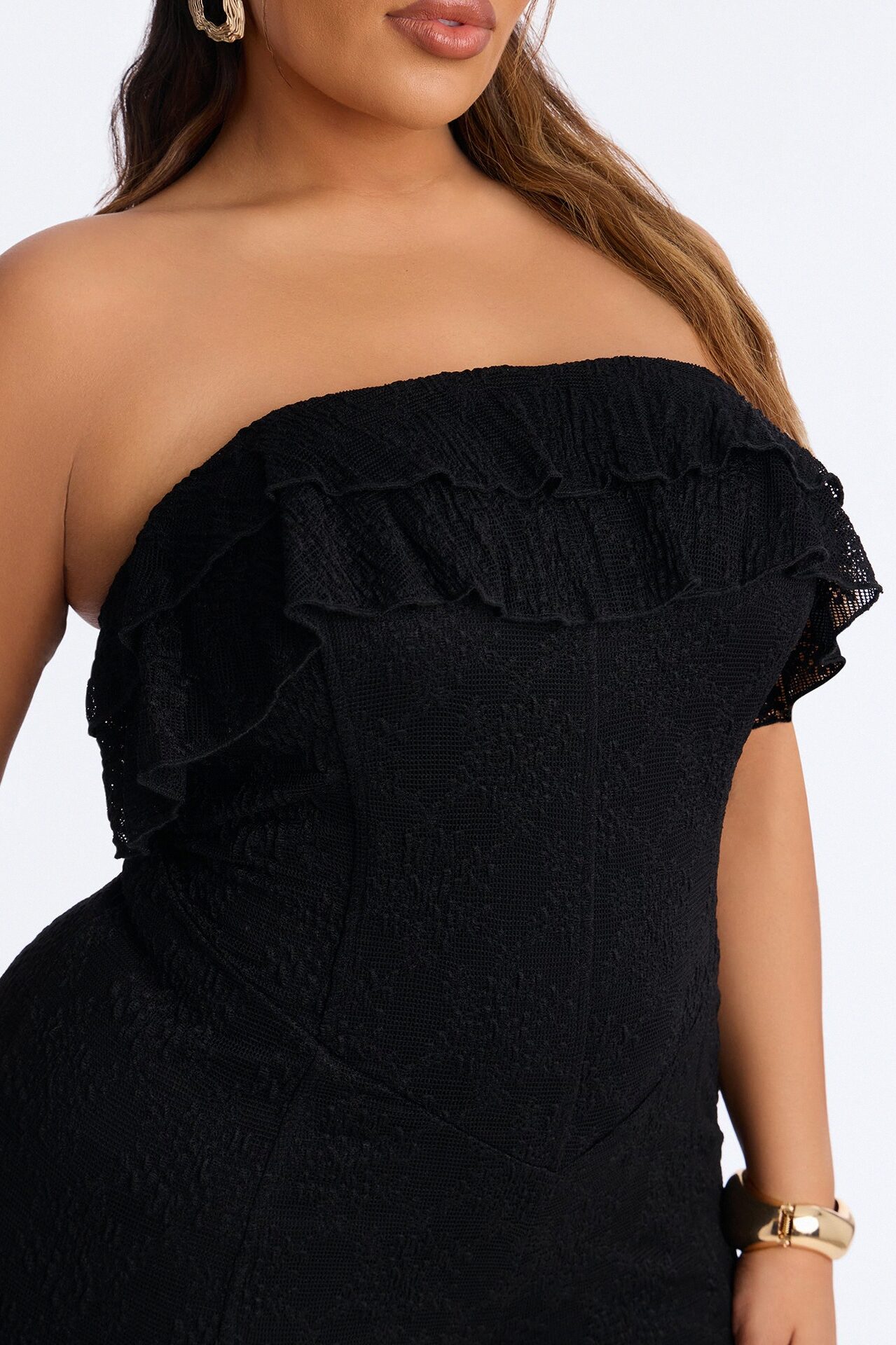 Leia Textured Lace Micro Romper - Black