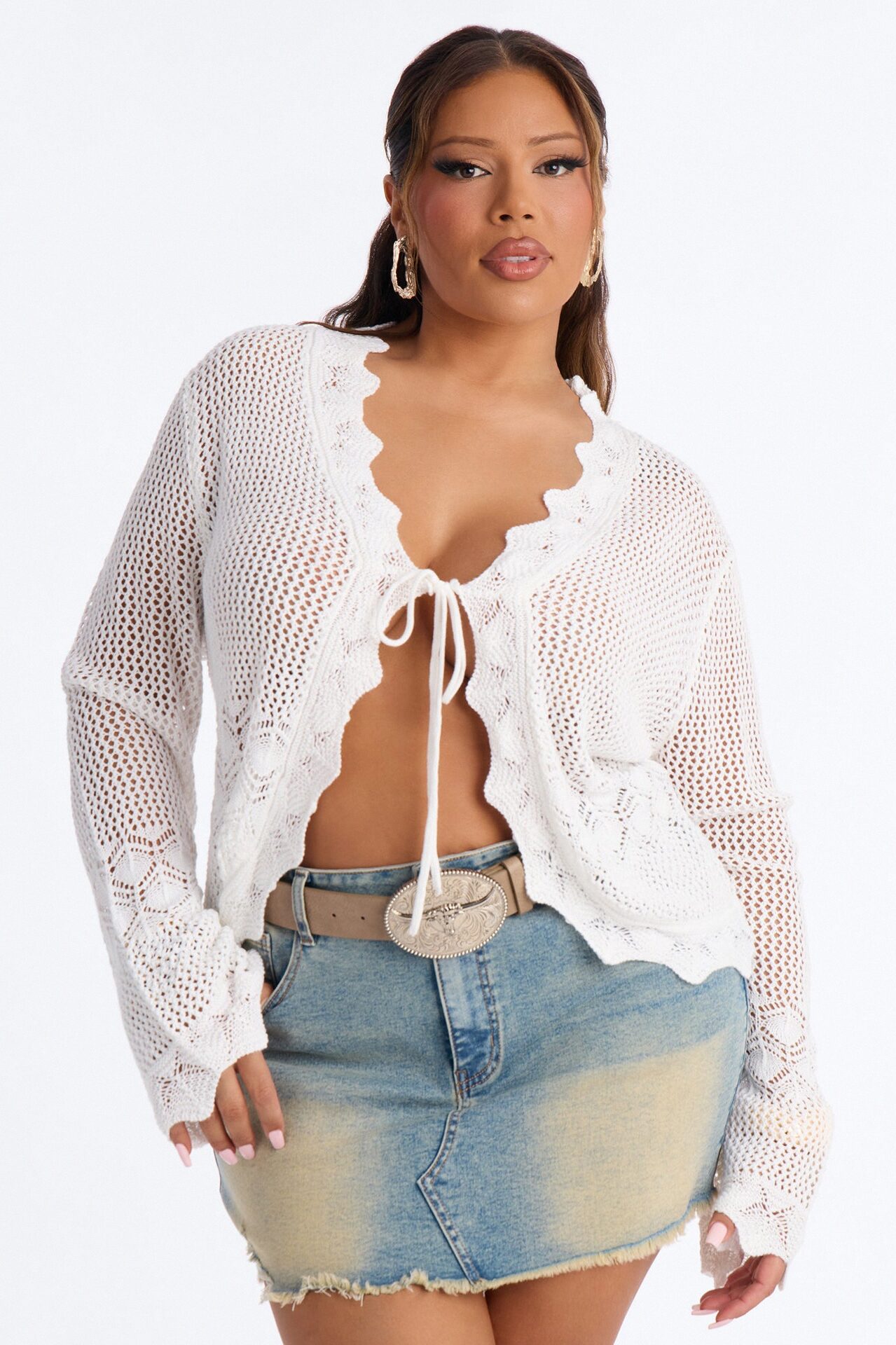 Xanthia Crochet Flyaway Top - White