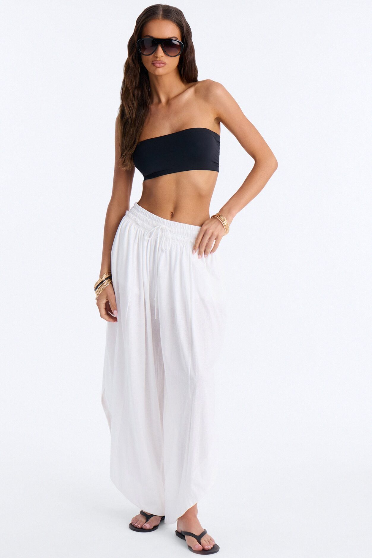 Opal Mid Rise Wide Leg Cropped Pant - White