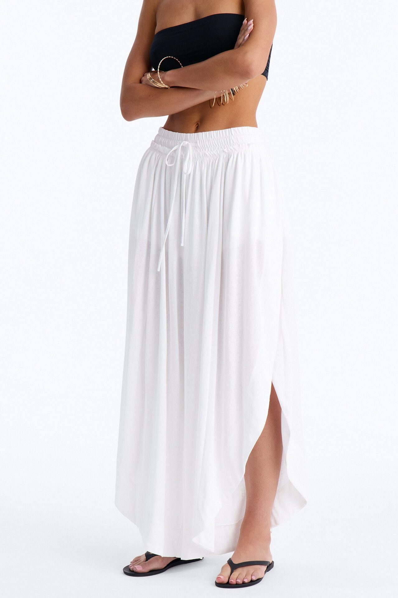 Opal Mid Rise Wide Leg Cropped Pant - White