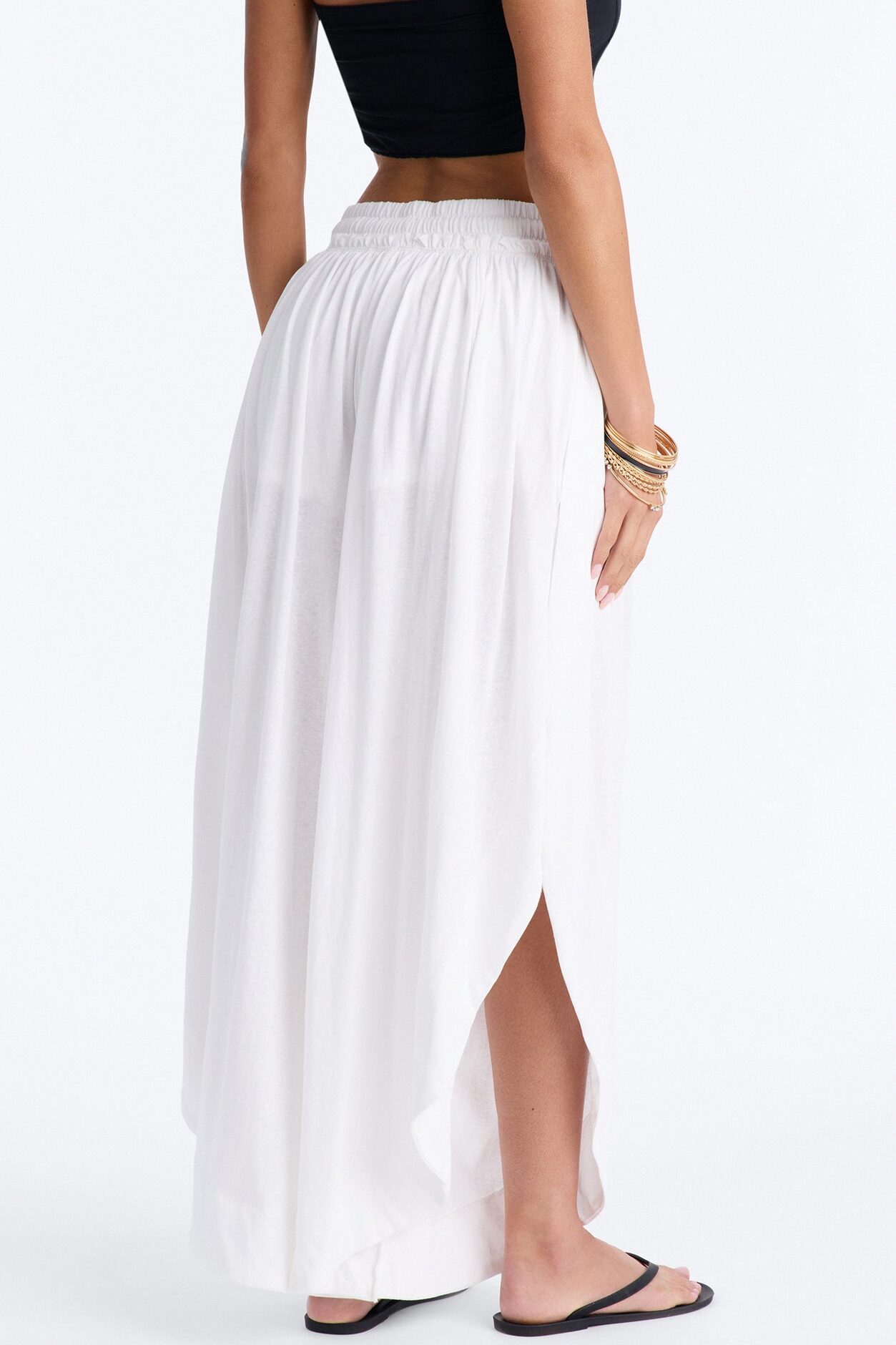 Opal Mid Rise Wide Leg Cropped Pant - White
