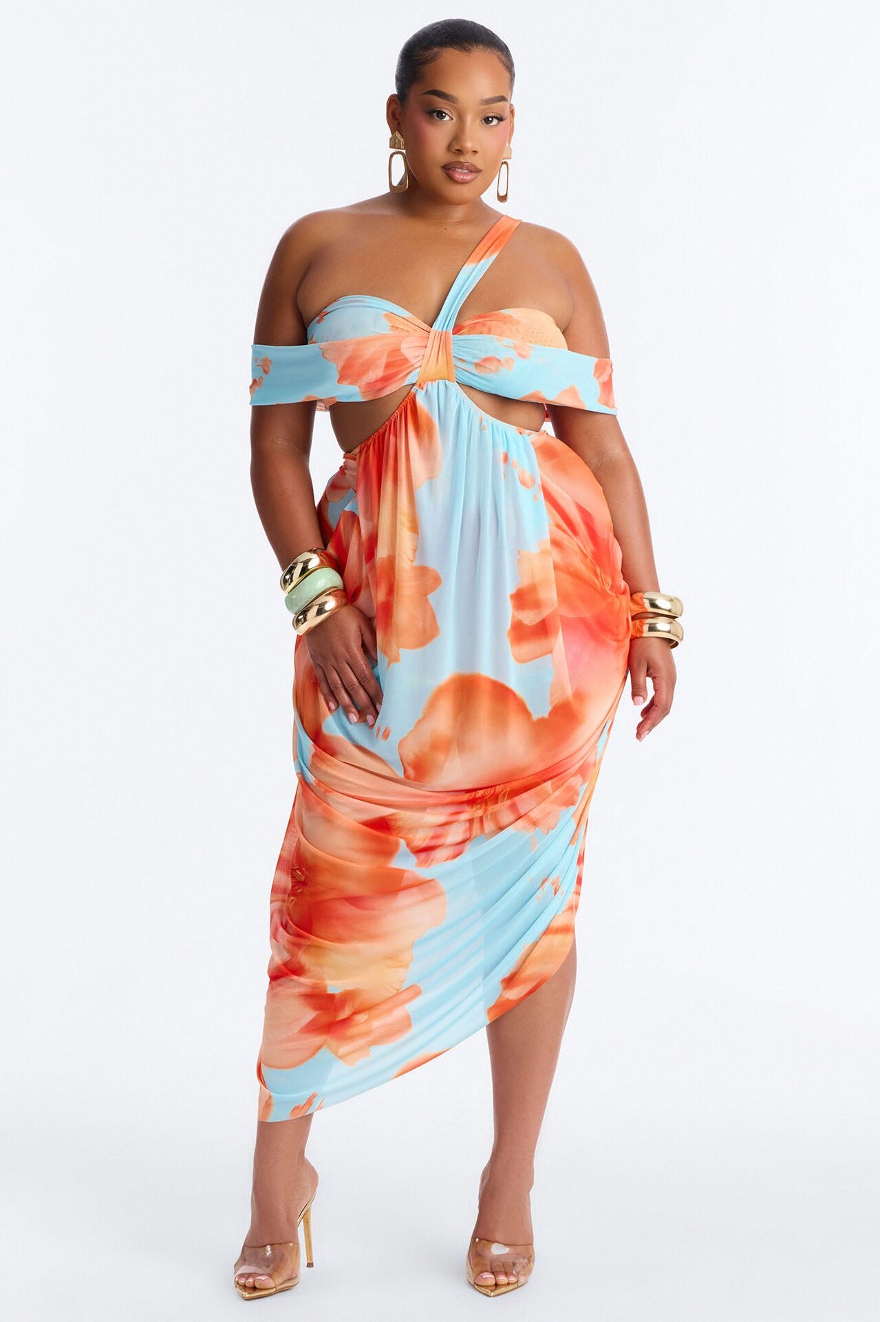She Gets Her Way Mesh Maxi Dress - Blue/combo