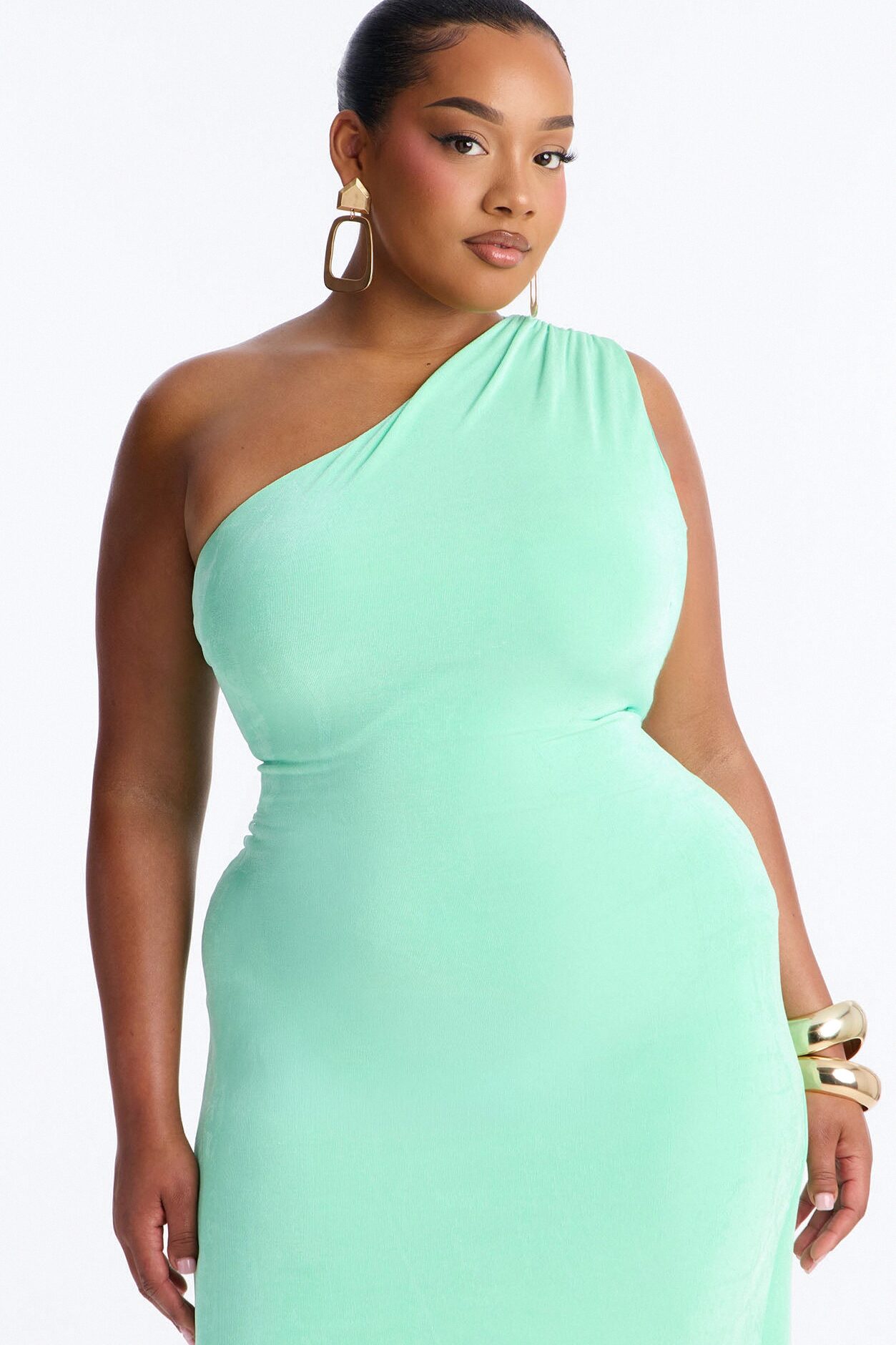 Annora One Shoulder Maxi Dress - Mint