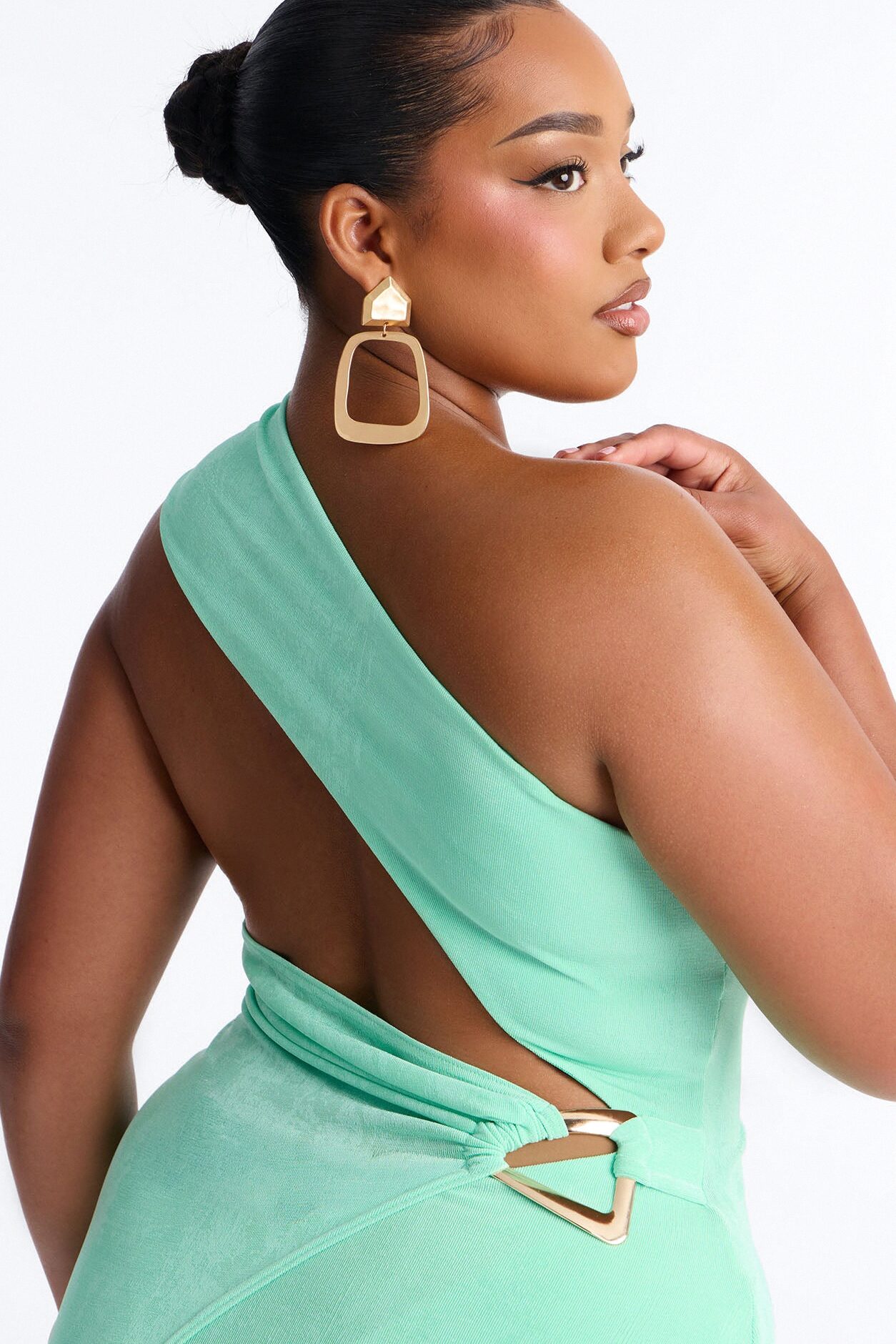 Annora One Shoulder Maxi Dress - Mint