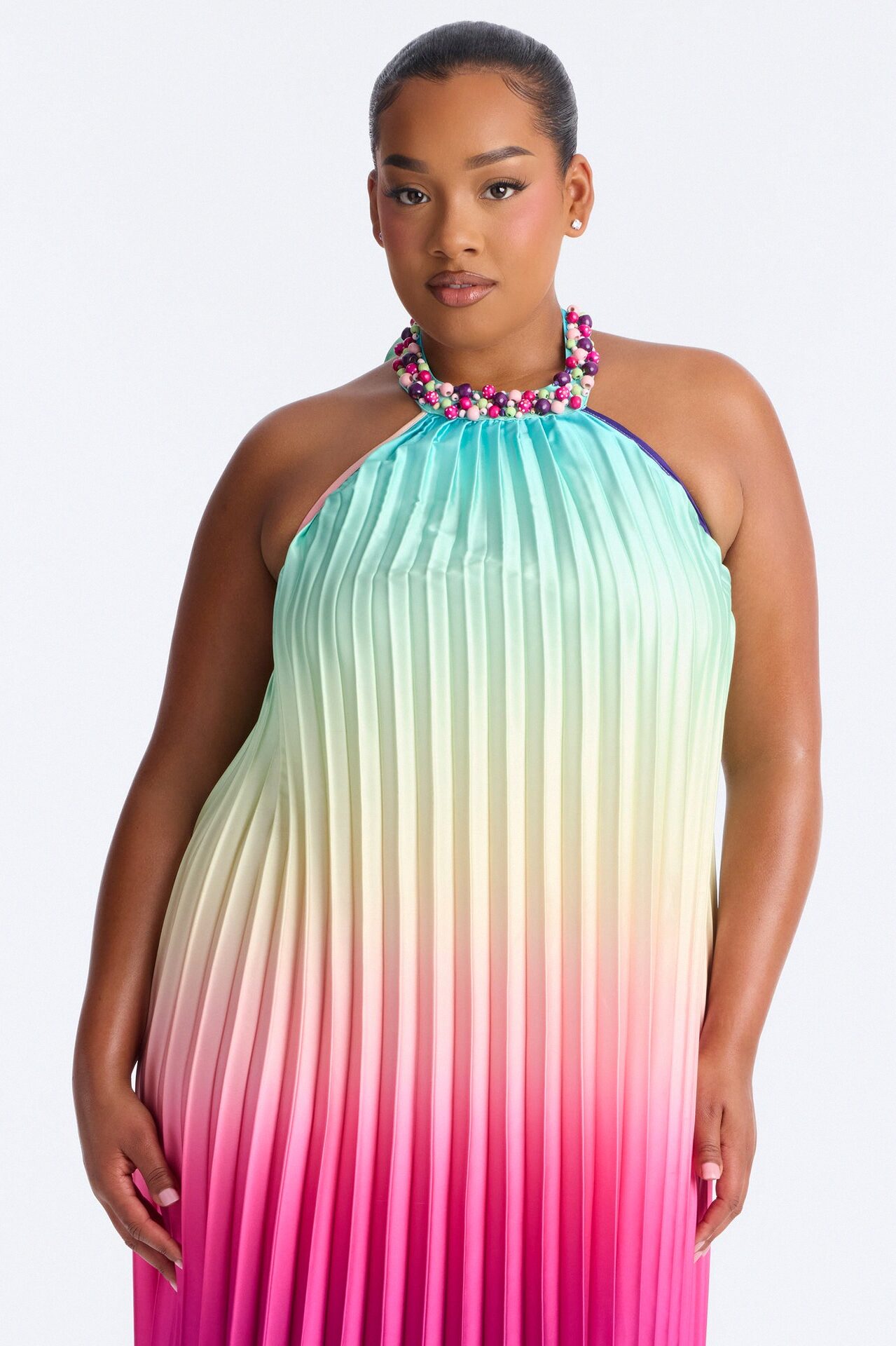 Silk Sunsets Pleated Maxi Dress - Multi Color