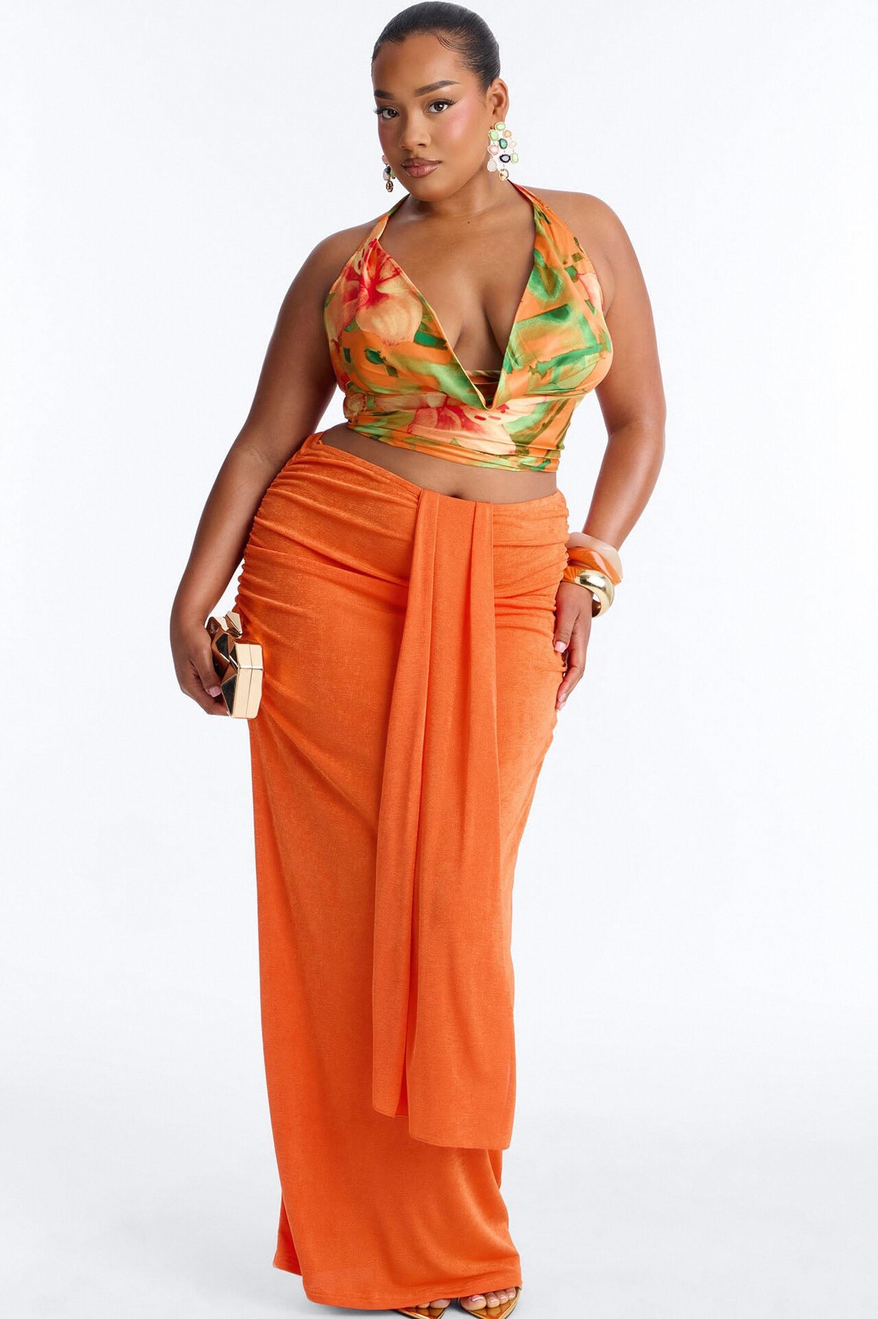 Let's Getaway Slinky Knit Maxi - Orange