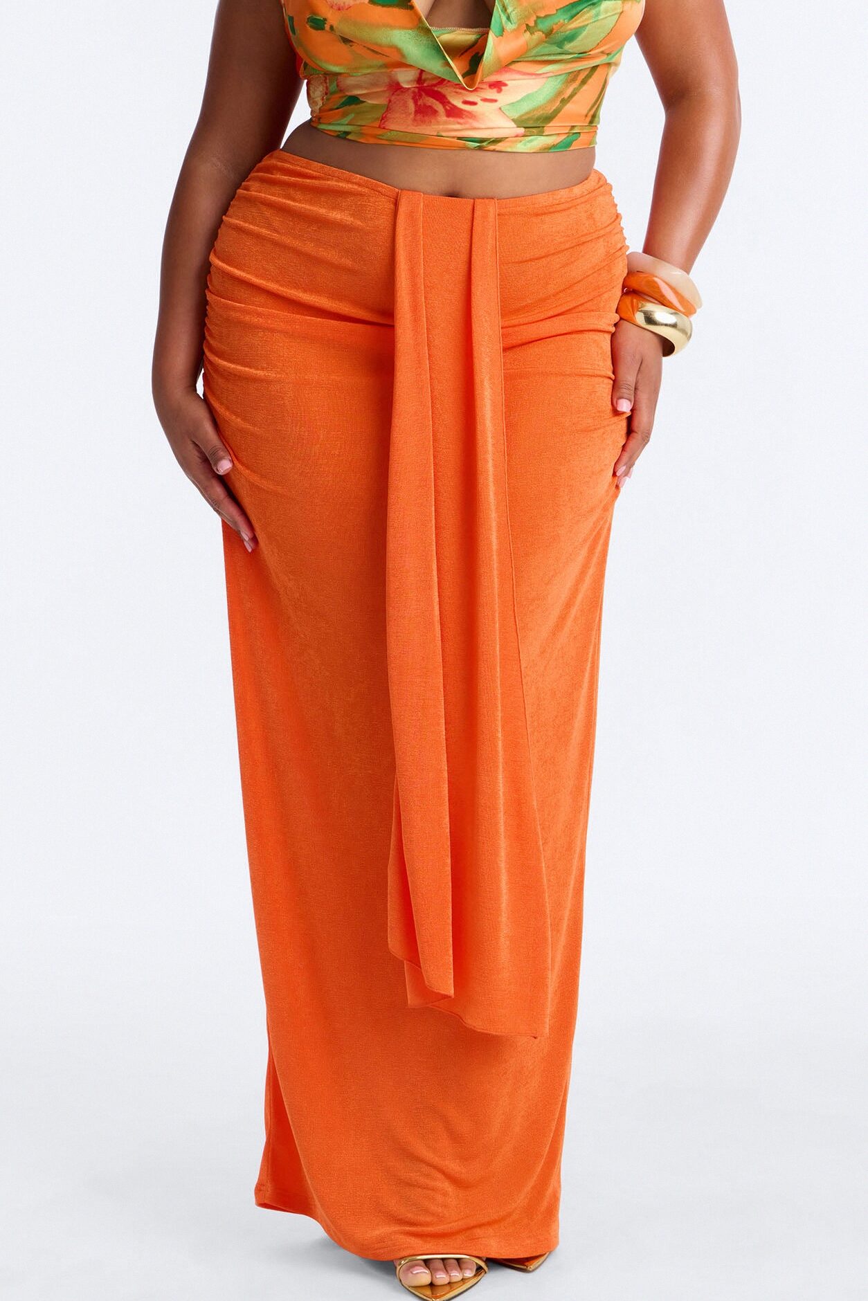 Let's Getaway Slinky Knit Maxi - Orange
