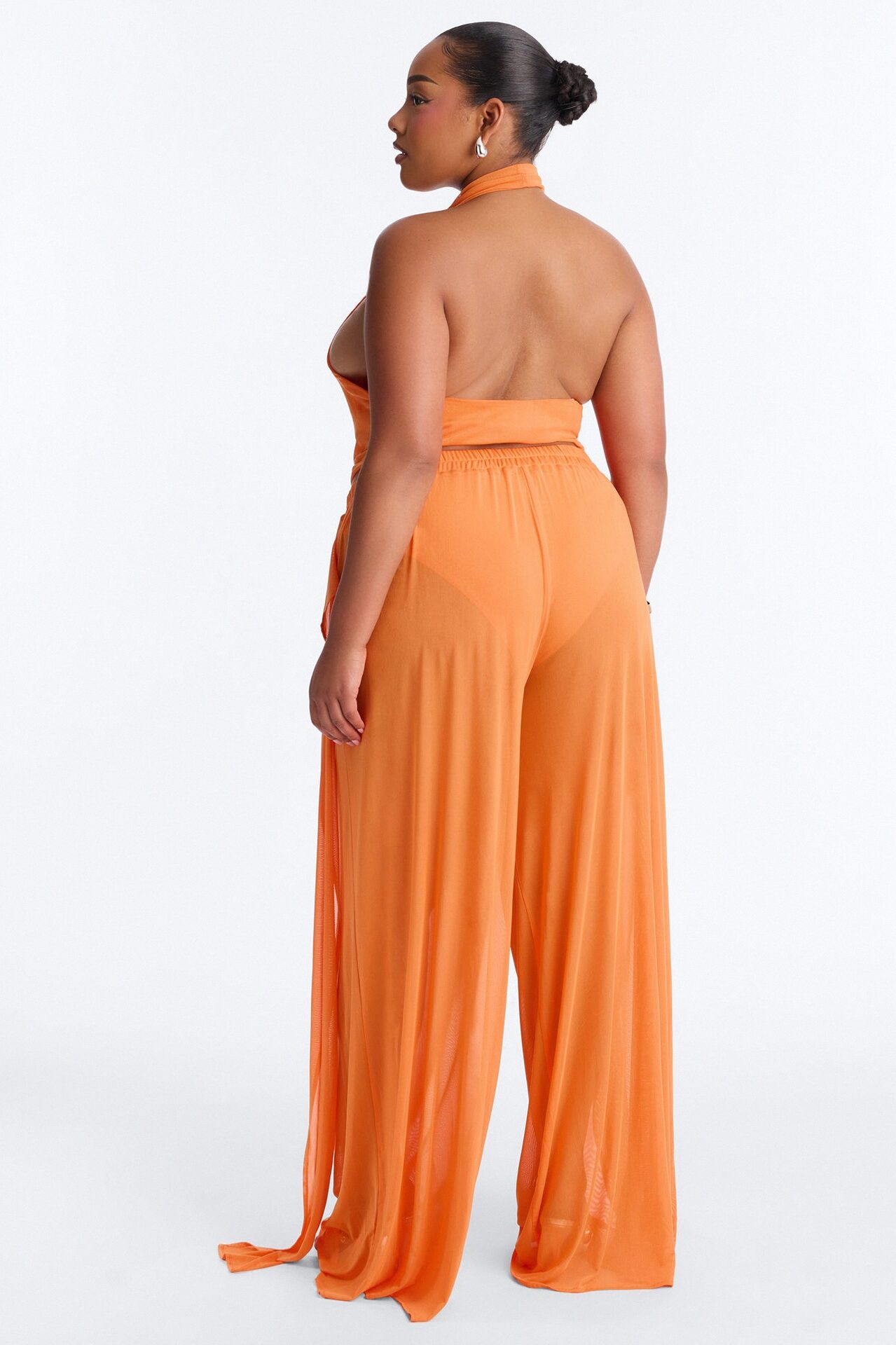 Sheer Obsession Mesh 3 Piece Pant Set - Orange